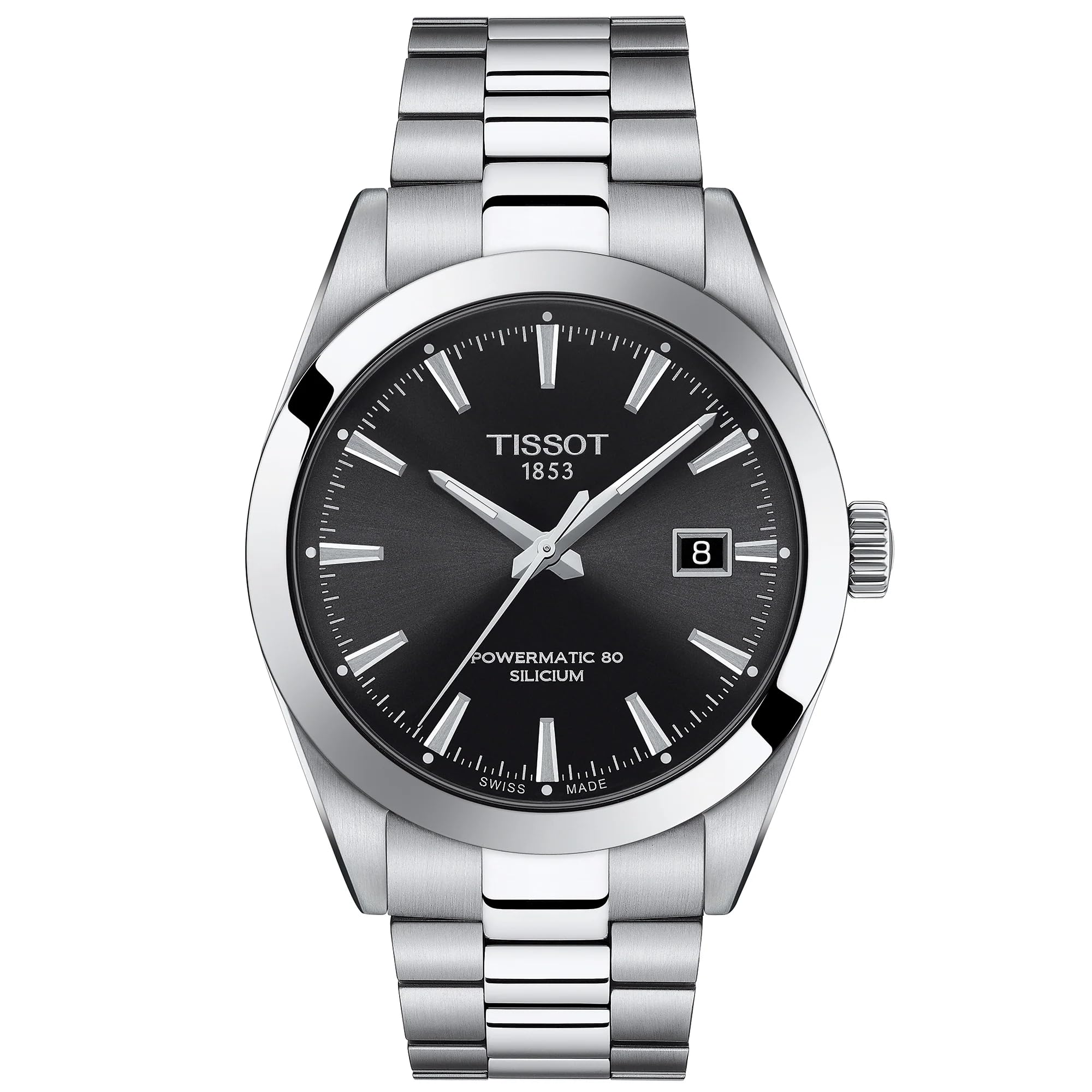 Tissot mens Gentleman Stainless Steel Dress Watch Grey T1274071105100