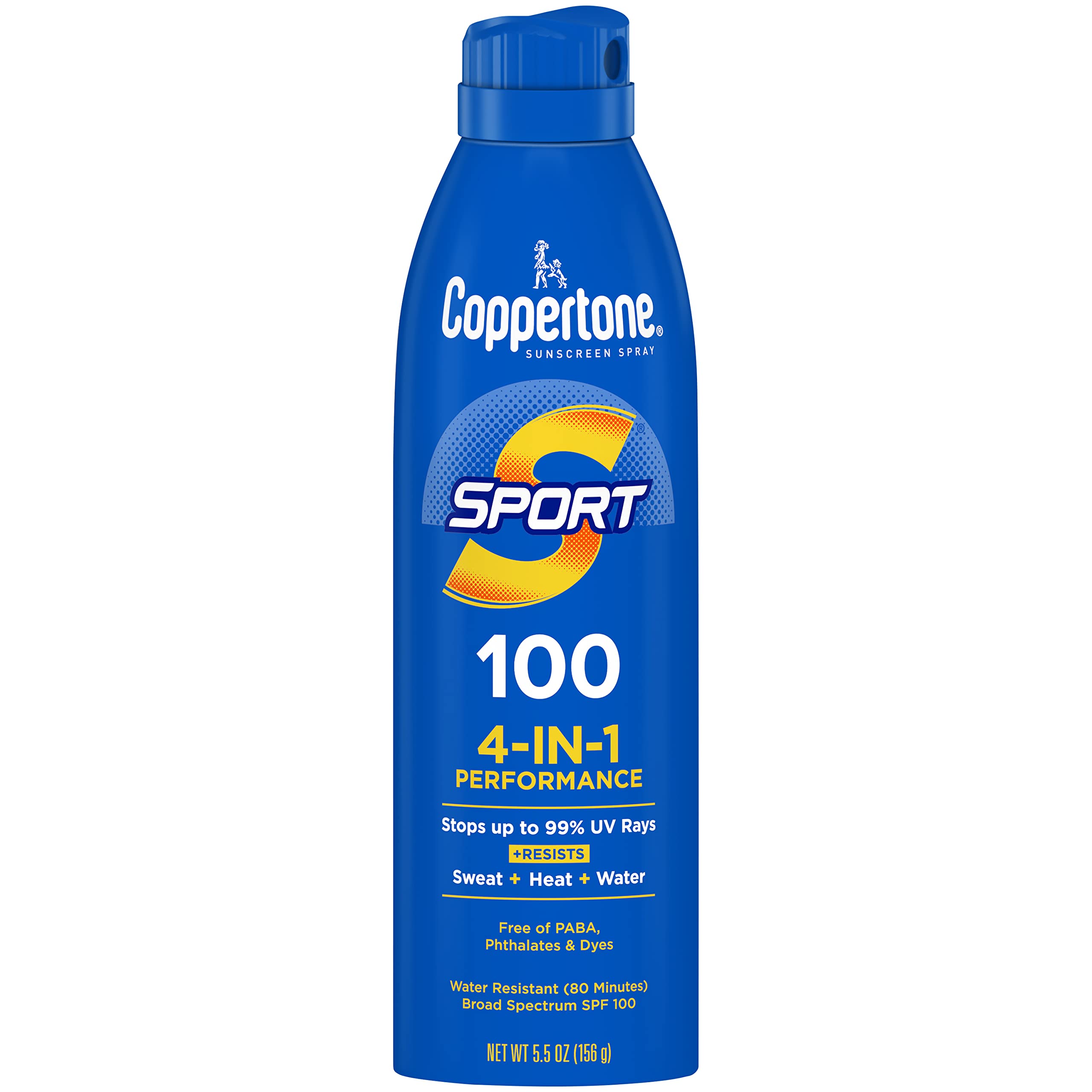 Coppertone Sport Sunscreen Spray Spf 100, Water Resistant, Continuous Spray Sunscreen, Broad Spectrum Spf 100 Sunscreen, 5.5 Oz
