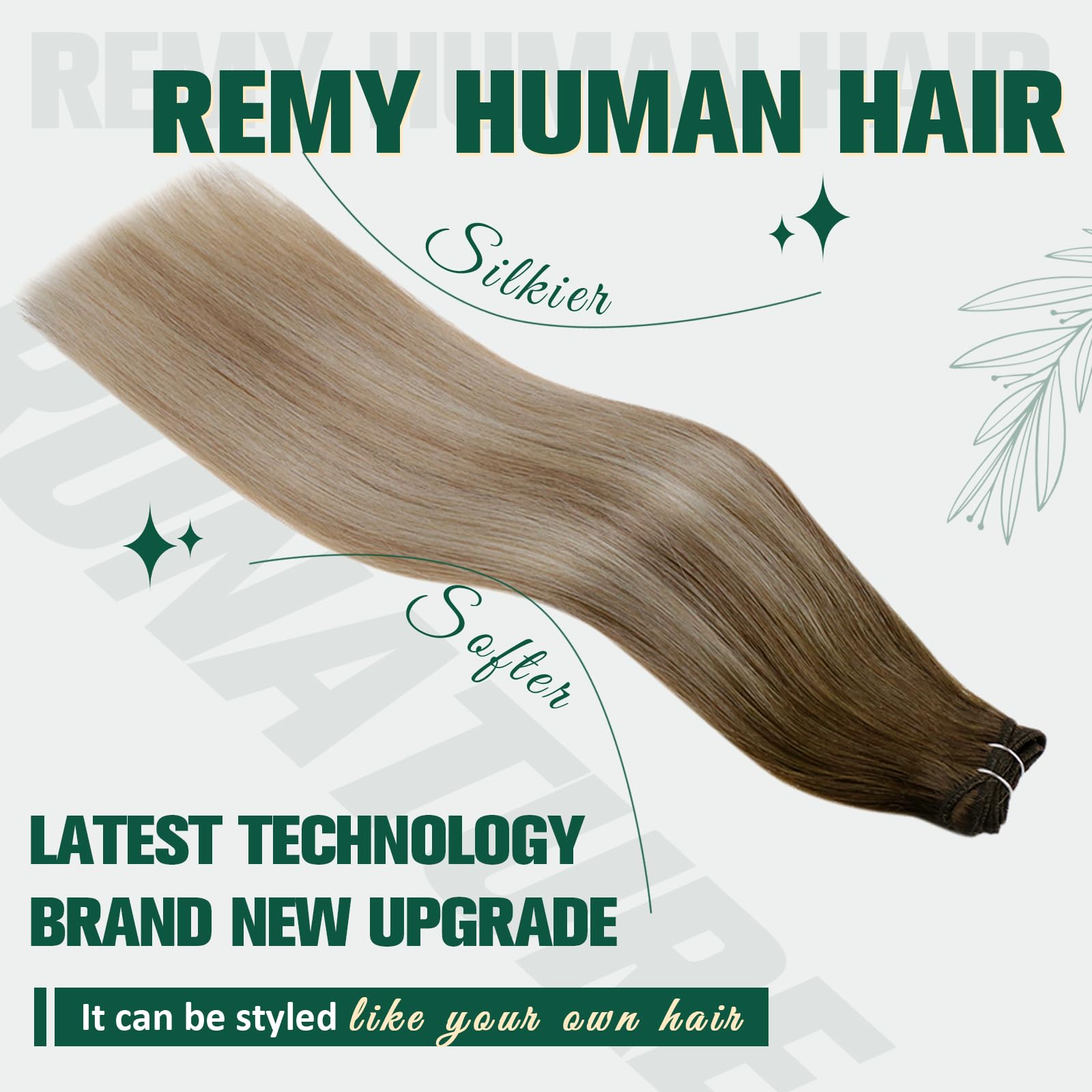 Runature Sew In Hair Extensions Real Human Hair Weft Balayage Walnut Brown To Ash Brown Ombre Light Blonde Straight Weft Human H