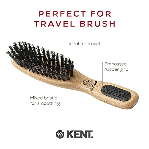 Kent PF10 Natural Wood Boar Bristle Hair Brush - Straightening Brush and Styling Brush for Short to Medium Length Hair - Natural
