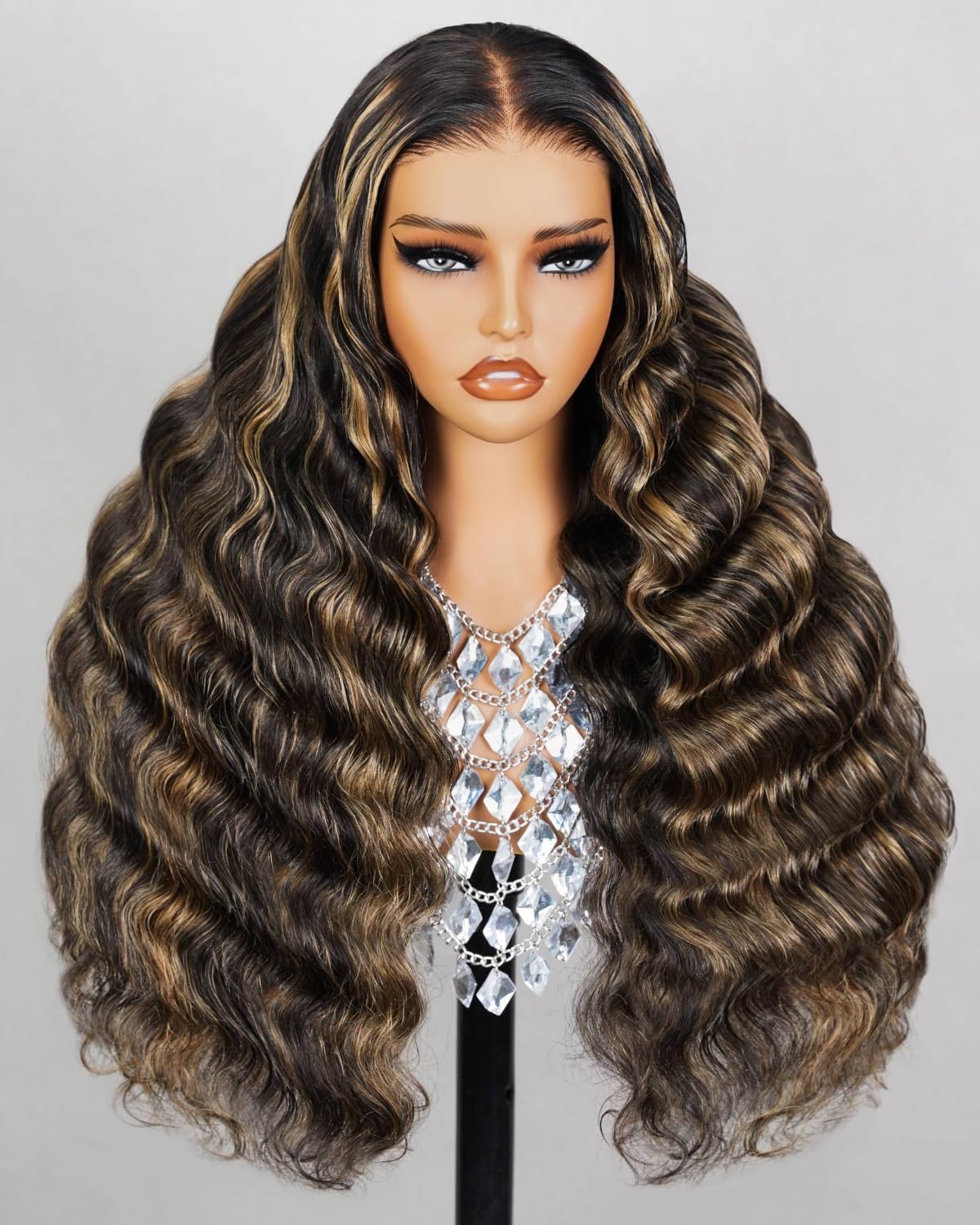 MEGALOOK 6x5 Glueless Wig Wear and Go Glueless Balayage Wig 12A Loose Deep Wave Wig Human Hair Pre Cut HD Lace Closure Highlight