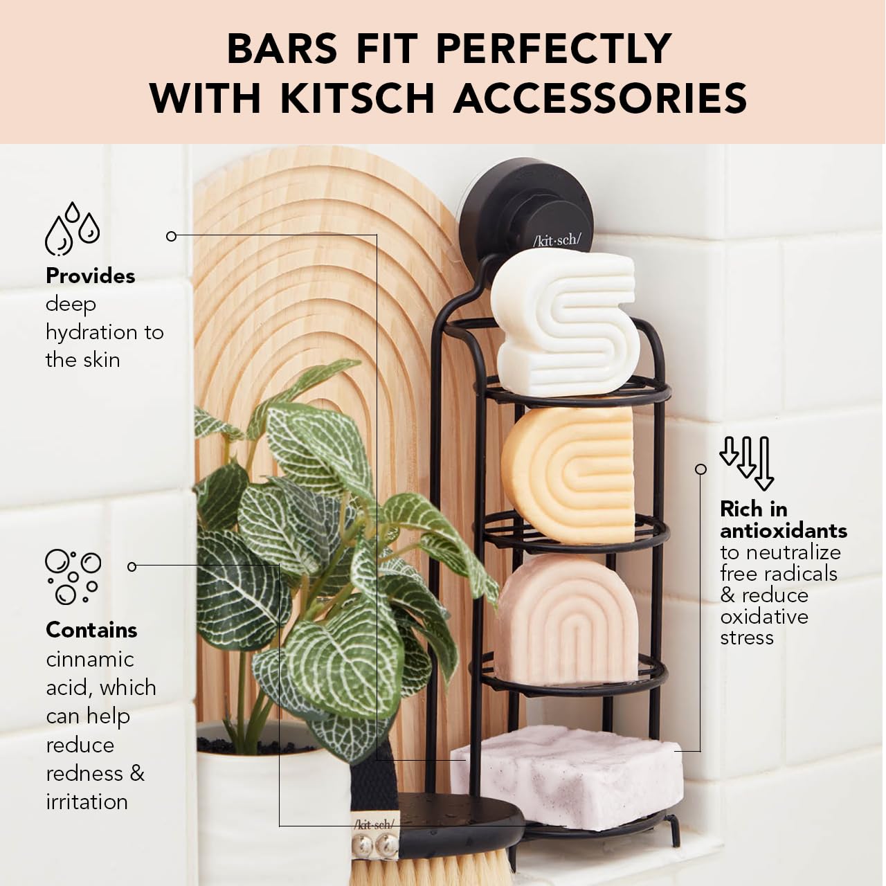 Kitsch Shea Butter Exfoliating Bar Soap For Women | Made In Us | Hydrating & Moisturizing Shea Butter Solid Body Wash Bar | All