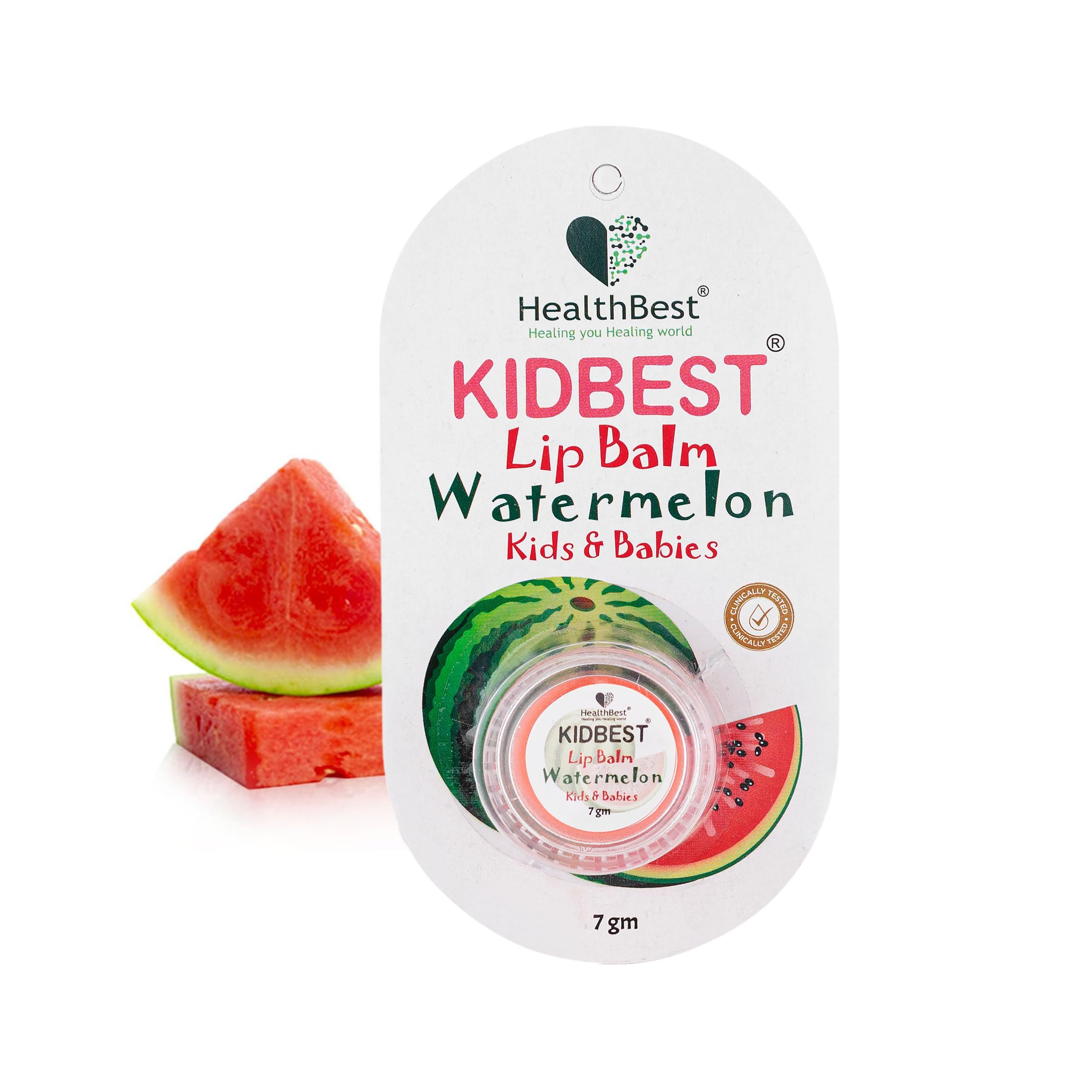 Healthbest Kidbest Lip Balm For Kids, Extra Nourishing, Soothing Lips, Tear, Paraben, Sls Free, Watermelon Flavor, 7Gm, Peach
