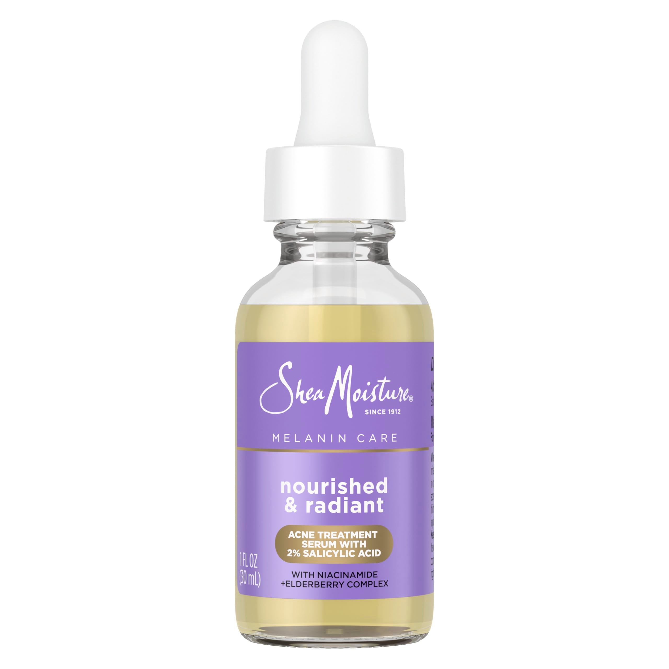 SheaMoisture Melanin Care 4-in-1 Acne Treatment Serum with 2% Salicylic Acid Nourished & Radiant for Calming, Hydrating & Treati