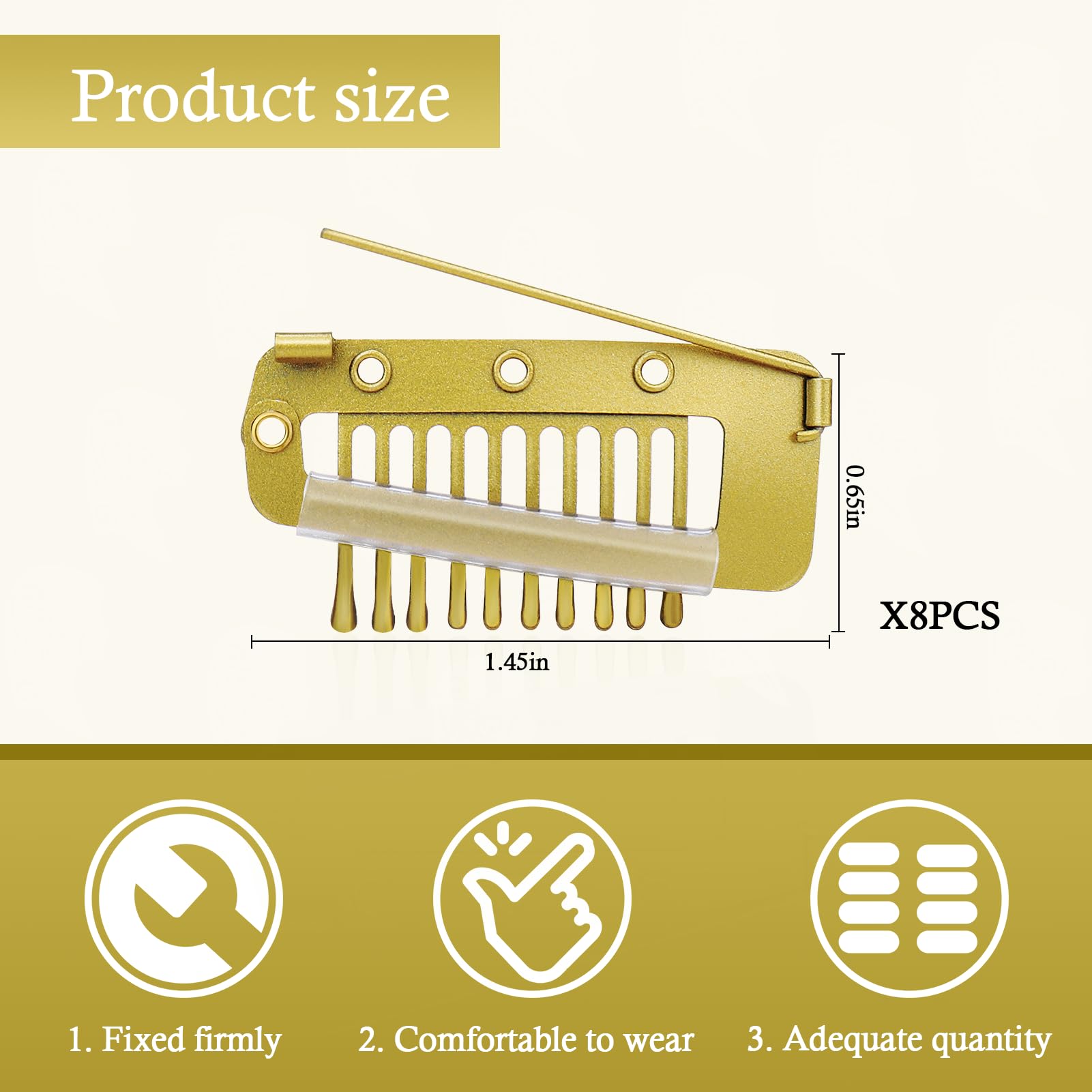Vodolo Chunni Clips With Safety Pins,8 Pcs Strong Chunni Grip Dupatta Setting Clips Indian For Woman (Gold)