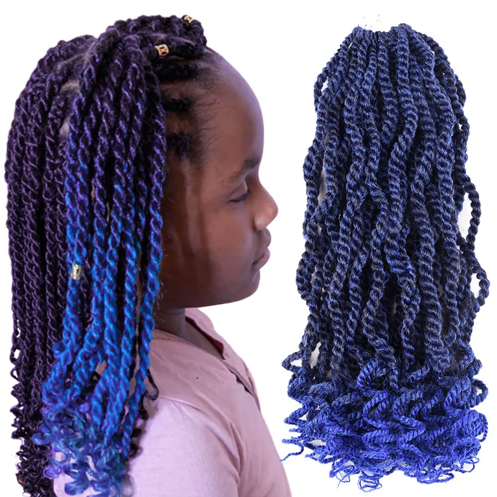 Crochet Hair Senegalese Twist 12 Inch 6 Packs Ombre Braids Crochet Hair Pre-twisted Kids Crochet Hair Pre-Lopped Small Crochet H
