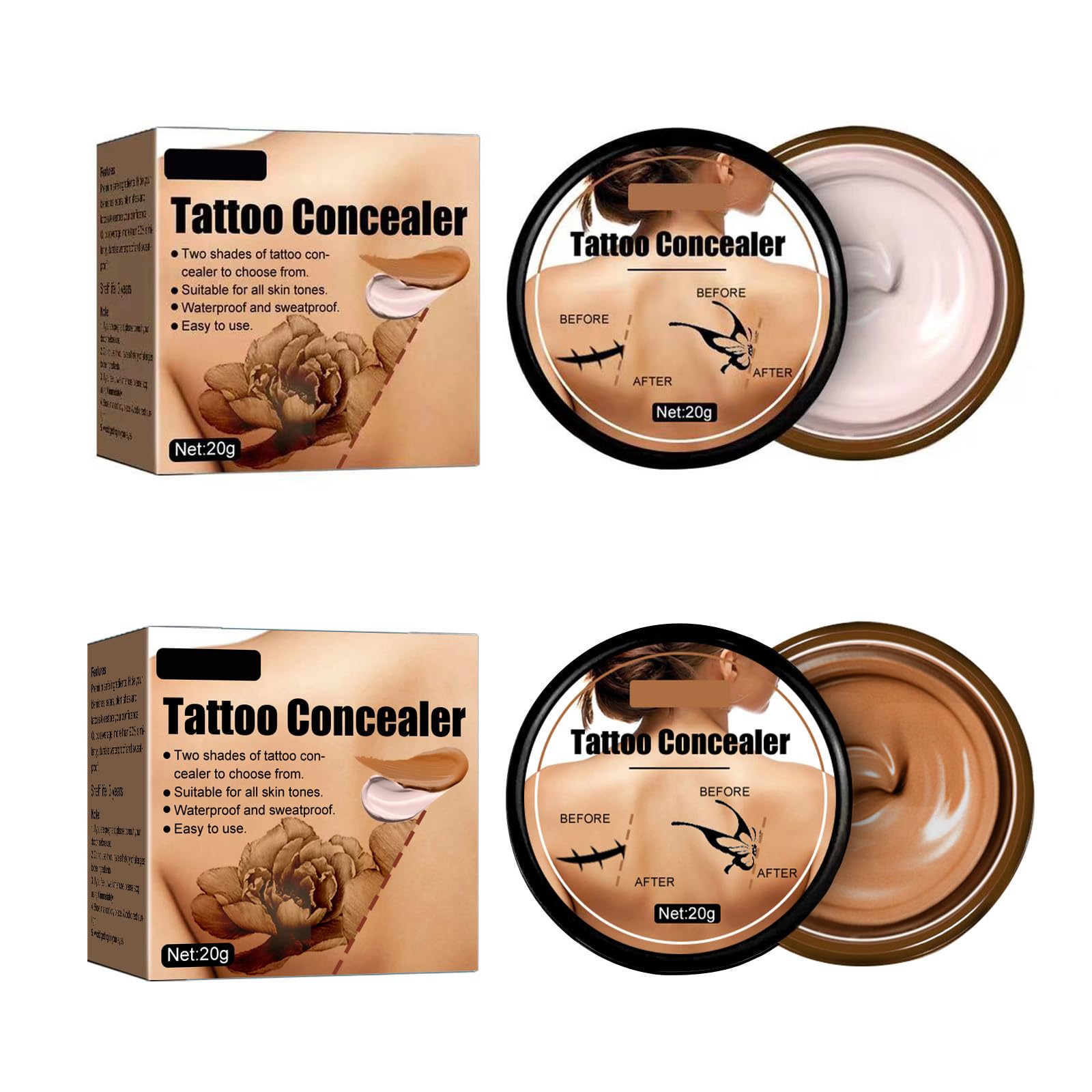 Tattoo Cover Up,Waterproof Invisible Concealer Body Leg Bruise Stretch Scar Dark Spots Vitiligo Skin Makeup Waterproof,Professio