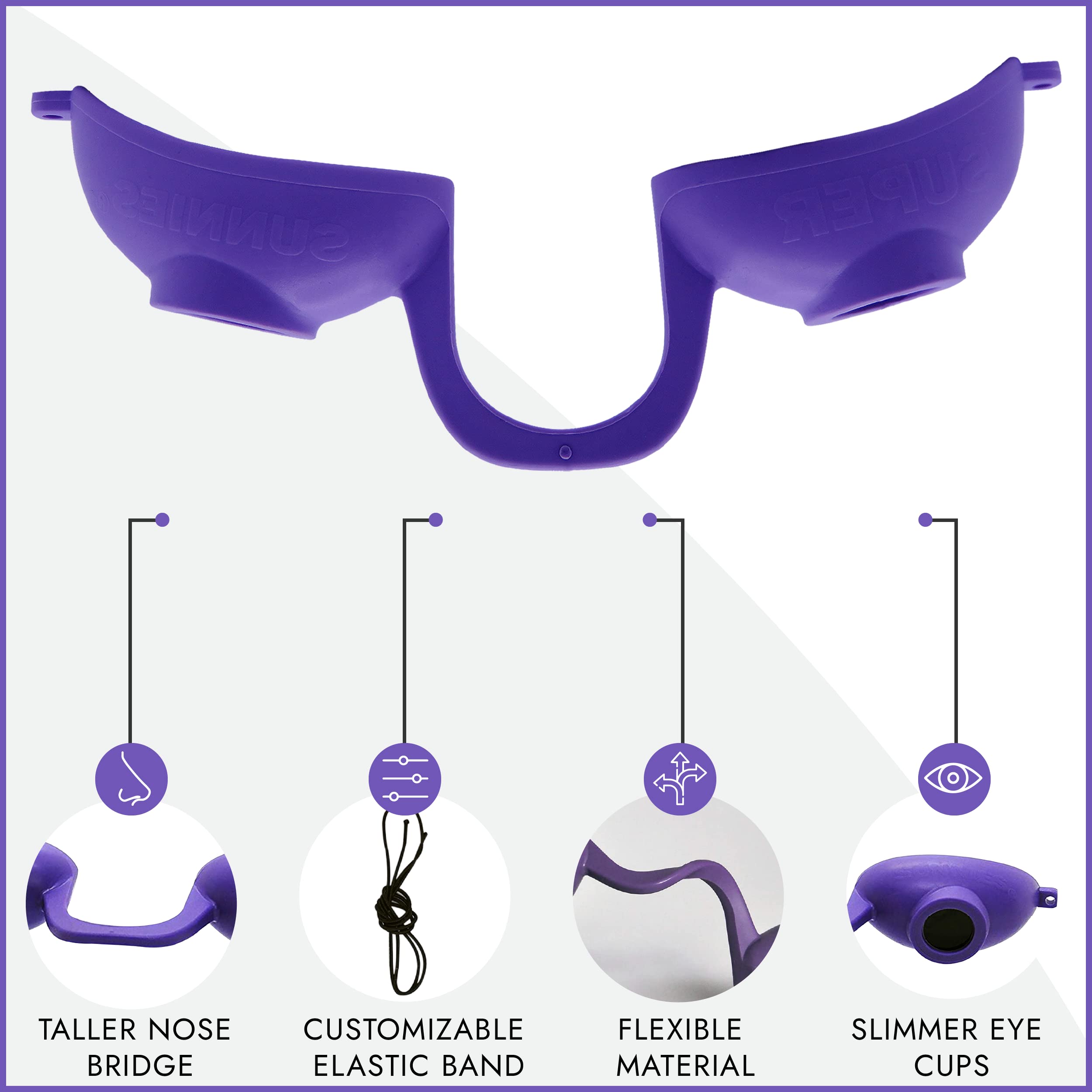 Super Sunnies Flexible Tanning Bed Goggles Eye Protection UV Glasses (Purple)