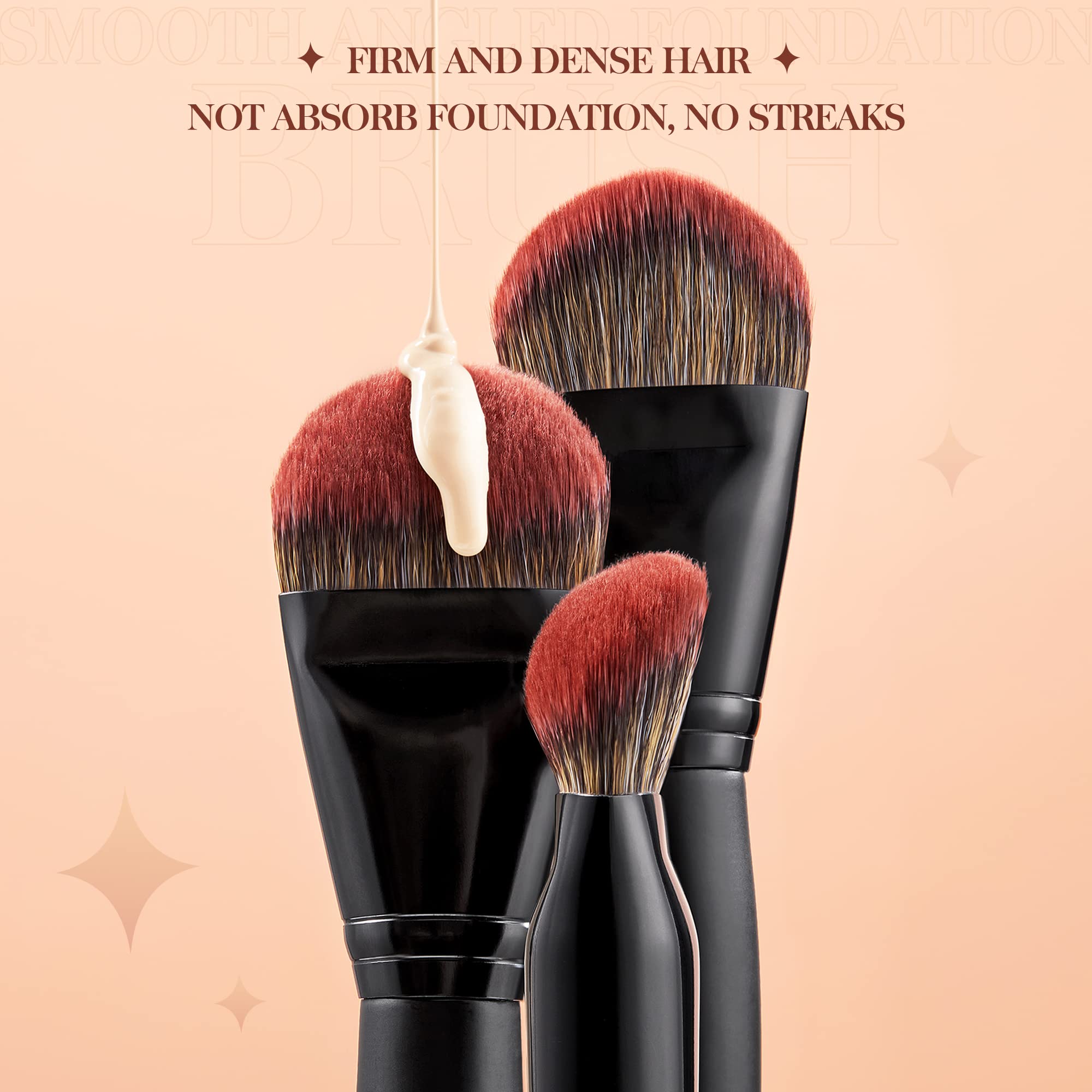 Jessup Foundation Brush For Liquid, Smooth Angled, Large Face Makeup Brush For Blending Liquid, Cream Mul02