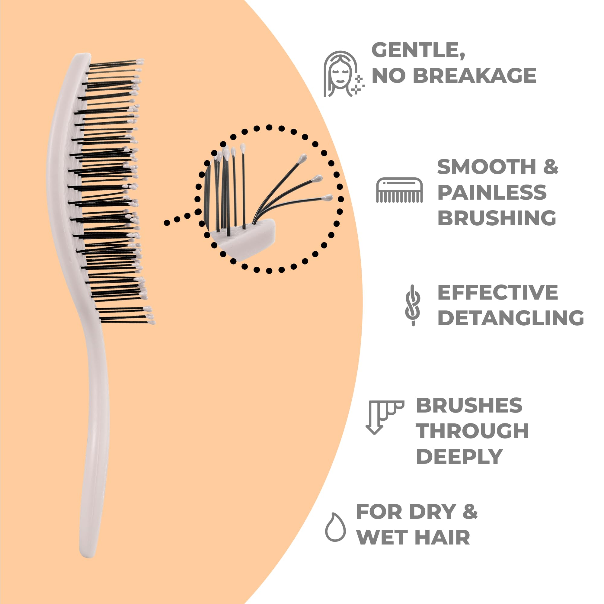 Ninabella Mini Spiral Wet Brush - Wet Hair Brush Detangler For Women - Pro Shower Wetbrush For Curly Or Thick Hair - Vent Brush