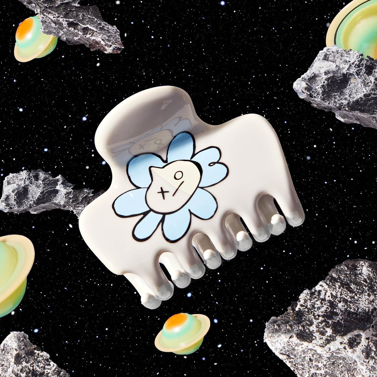 BT21 x Kitsch Recycled Plastic Puffy Medium Hair Clips for Women - Medium Claw Clips for Thin Hair | Claw Hair Clips for Short H