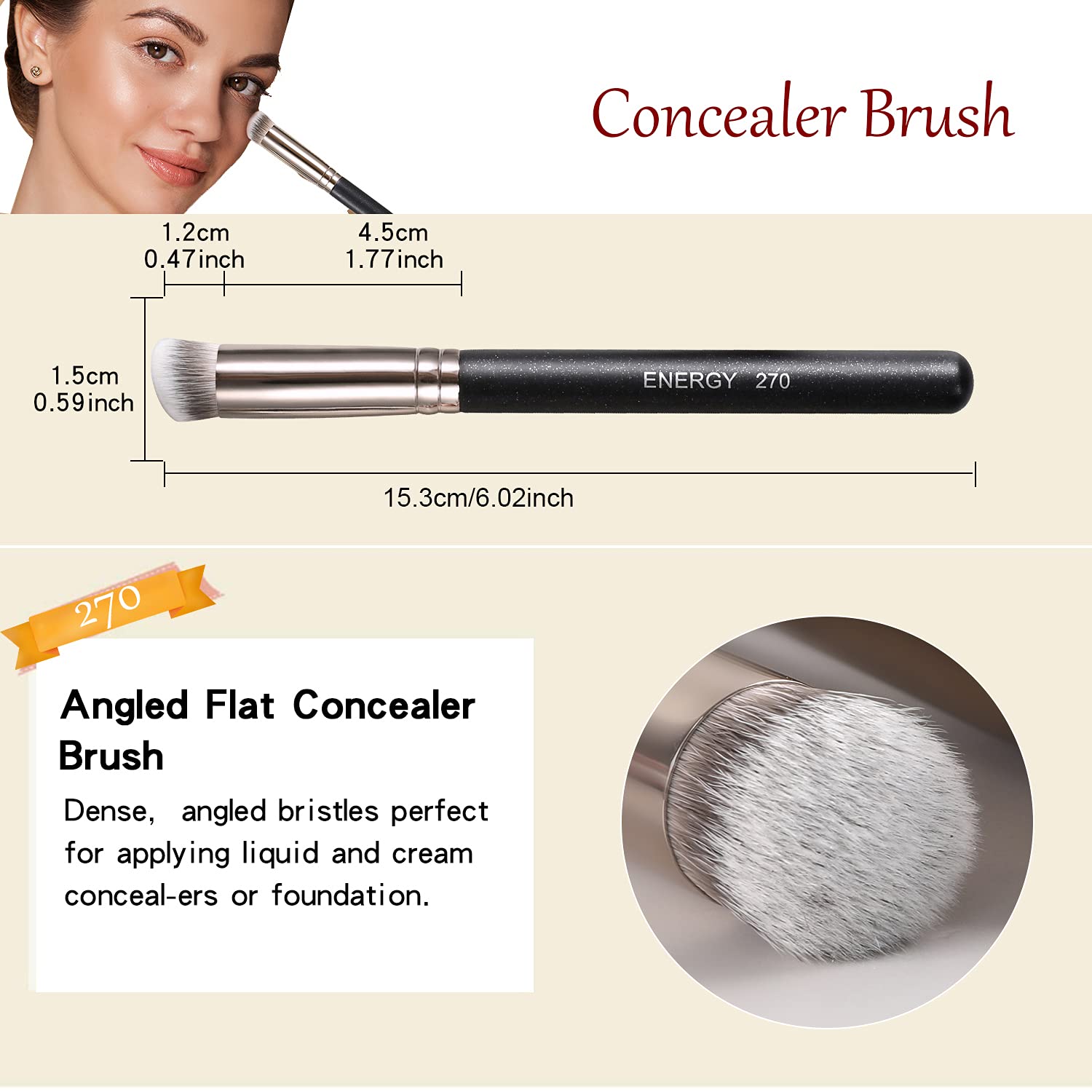Energy Makeup Brushes Foundation Brushes For Liquid Makeup Professional Kabuki Foundation Brush Concealer Brush Under Eye Nose C