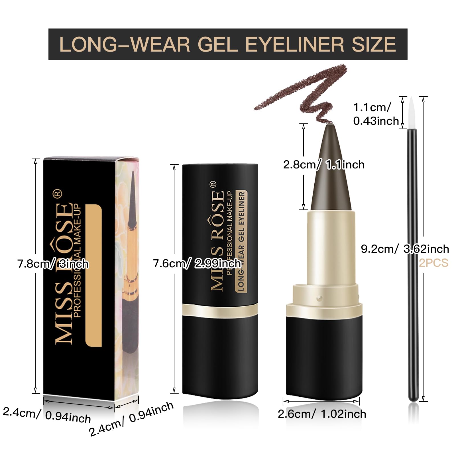 Lokfar 2 Pcs Gel Eyeliner Set, Cream Eyeliner Tool Smudge Proof And Waterproof Eyeliner Pencil Matte Brown Eye-Liner Pencil Tatt