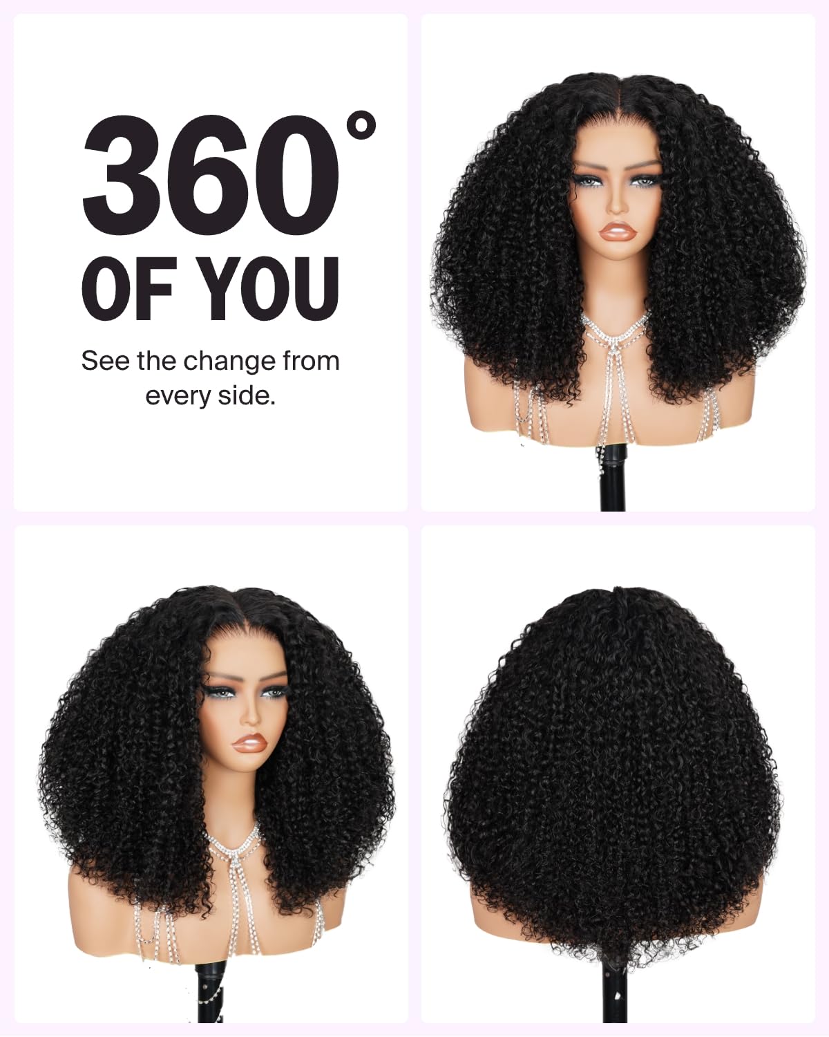 MEGALOOK 250% Density Kinky Curl Wig - 18 Inch Human Hair, Glueless HD Lace, Salon-Grade 6x6 Closure, Pre Plucked, Bleached Knots