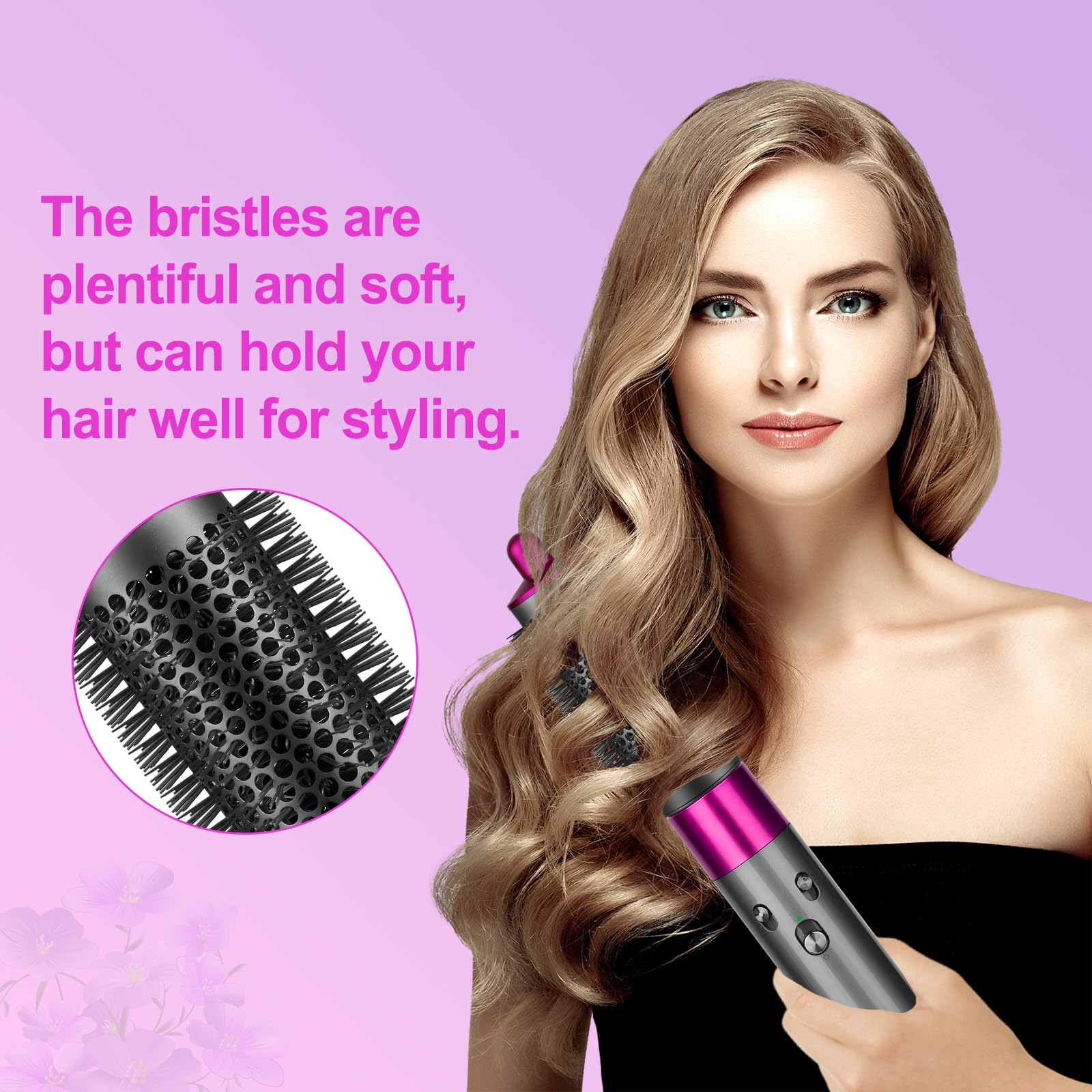 Puregust Round Brush Attachment For Dyson Air Wrap Oval Round Volumizing Brush For Dyson Airwrap Accessories, Rose