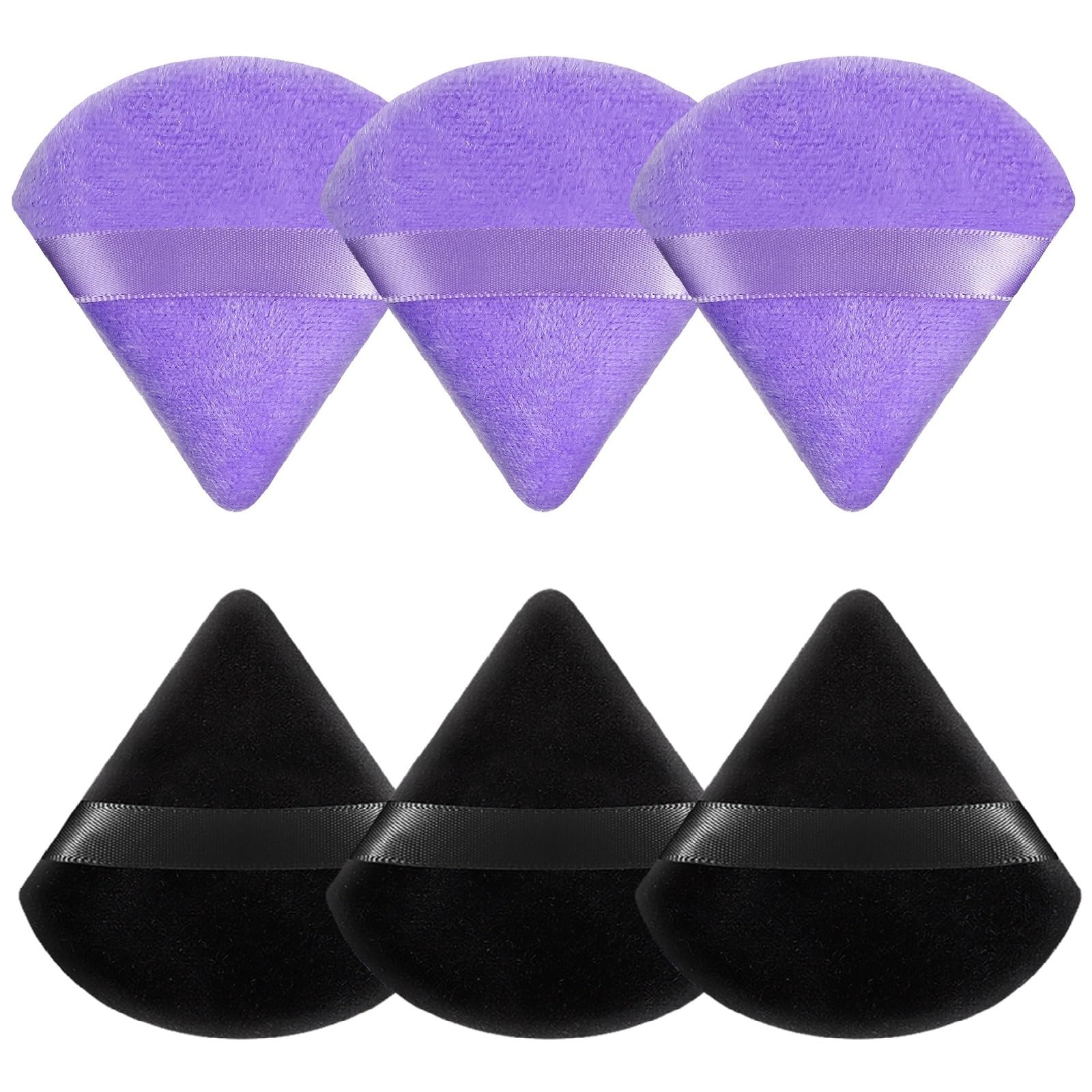 Pimoys 6 Pieces Powder Puff Face Soft Triangle for Loose and Body Powder, Velour Makeup Blender Sponge Set Setting Powder Puff B