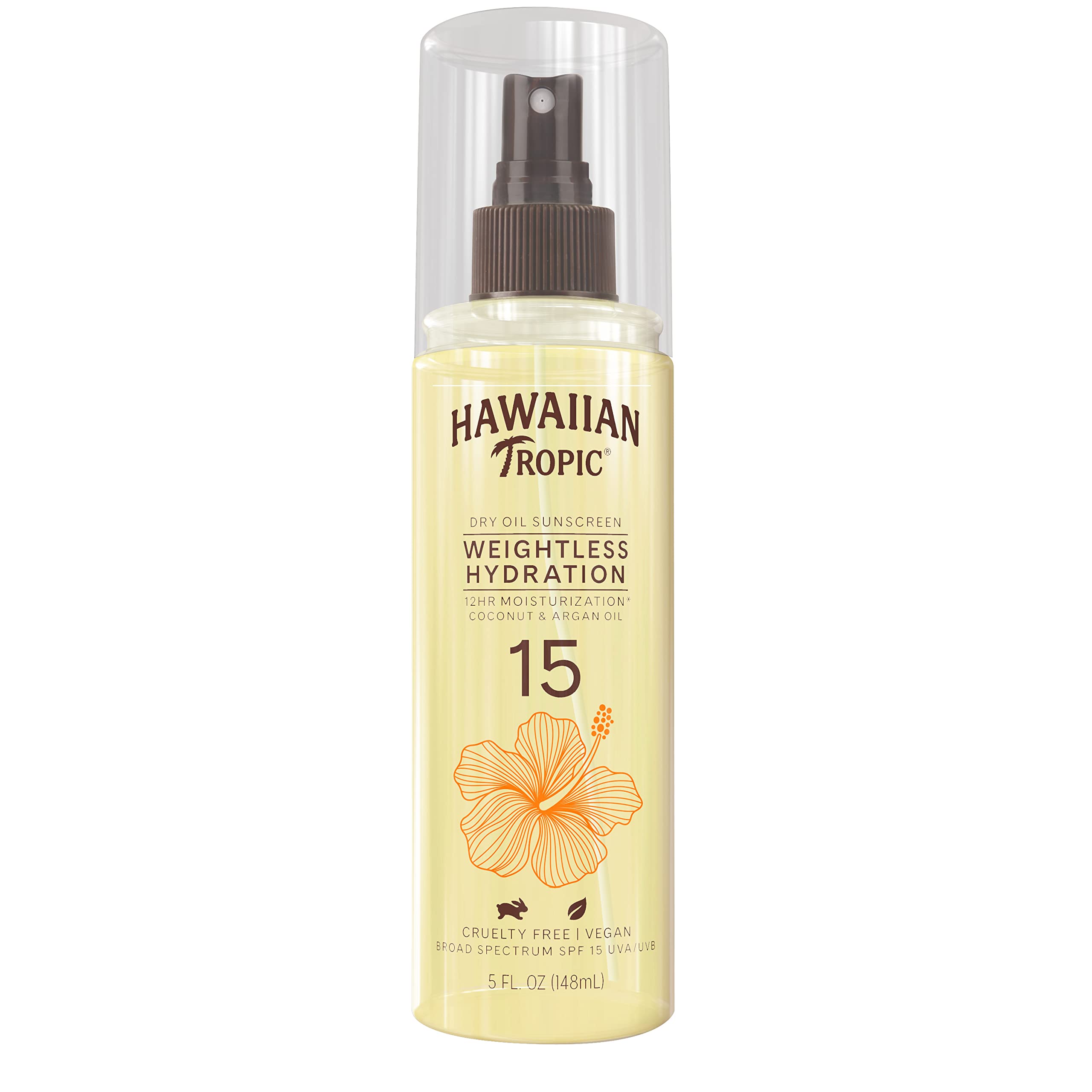 Hawaiian Tropic Weightless Hydration Dry Oil Sunscreen Mist SPF 15, 5oz | Sunscreen Oil, Dry Oil Sunscreen Spray, Hawaiian Tropi