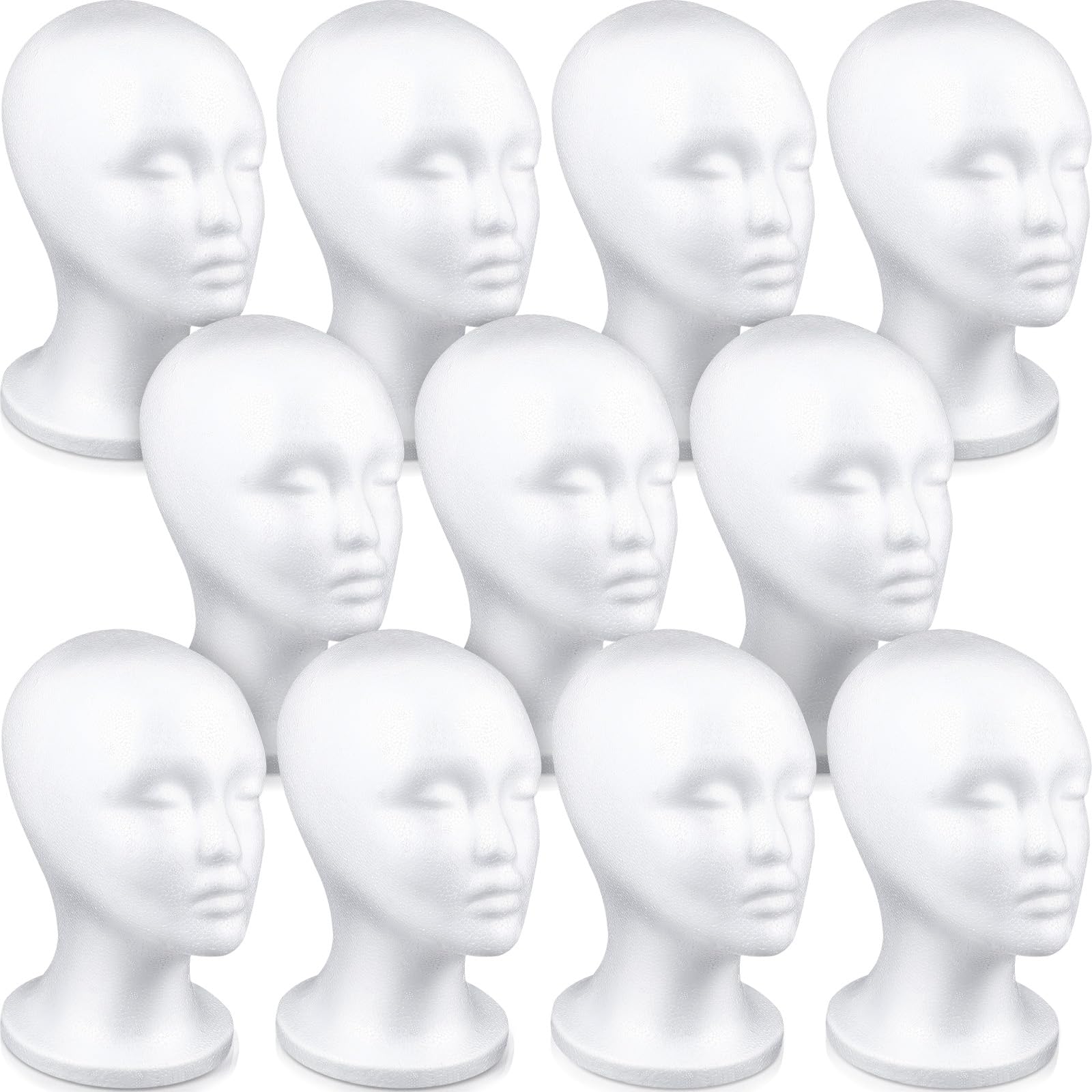 Thyle 10 Pcs Foam Wig Head Female Mannequin Hairpieces Stand Holder Cosmetics Model Head Wig Display for Style Model Hair Displa