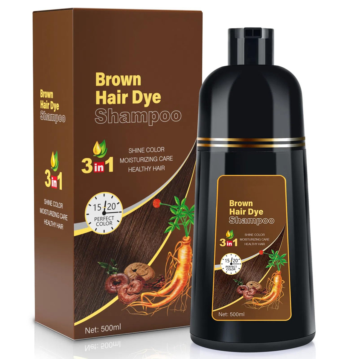 BOJICA Hair Color Shampoo, Brown Hair Dye Shampoo 3 in 1 for Women&Men Herbal Ingredients Hair Dye in Minutes/Semi-Permanent/(16