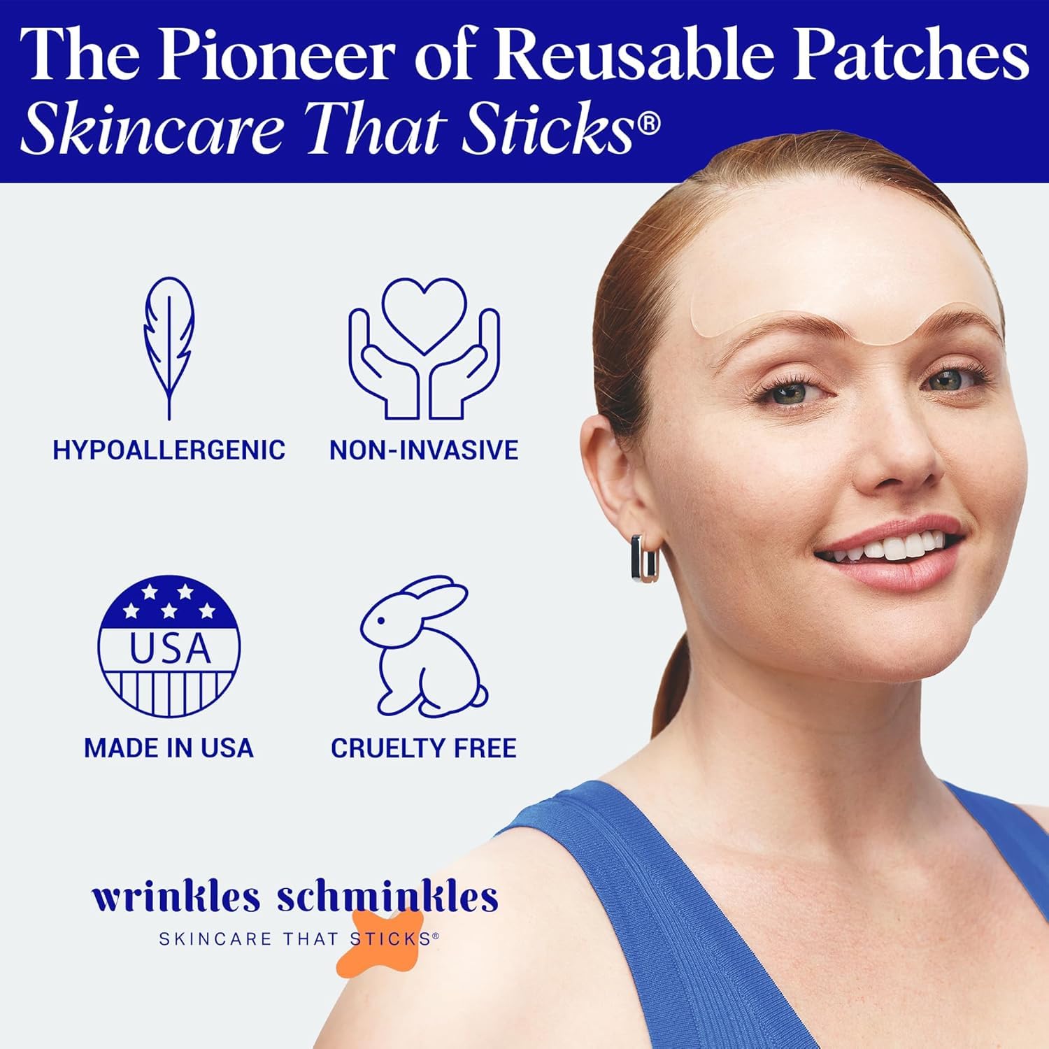 Wrinkles Schminkles Forehead Wrinkle Patches, 4-Pack, Reusable Hypoallergenic Silicone Smoothing Pads for Reducing Frown Lines &