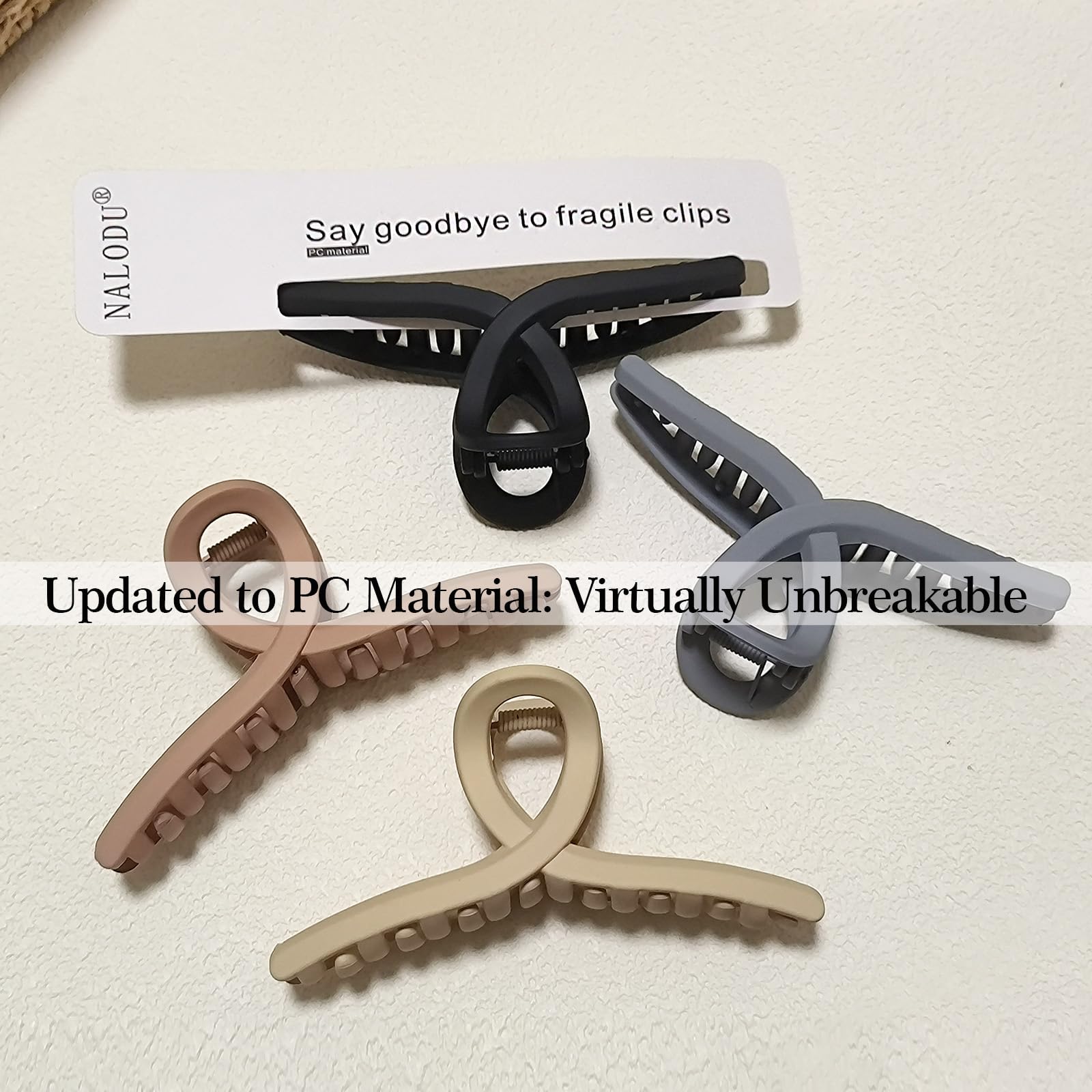 Nalodu 4.3 Inch Hair Claw Clips Large No Slip Big Matte Jaw Butterfly Clip For Thin Fine Thick Hair Women And Girls, 4 Pack