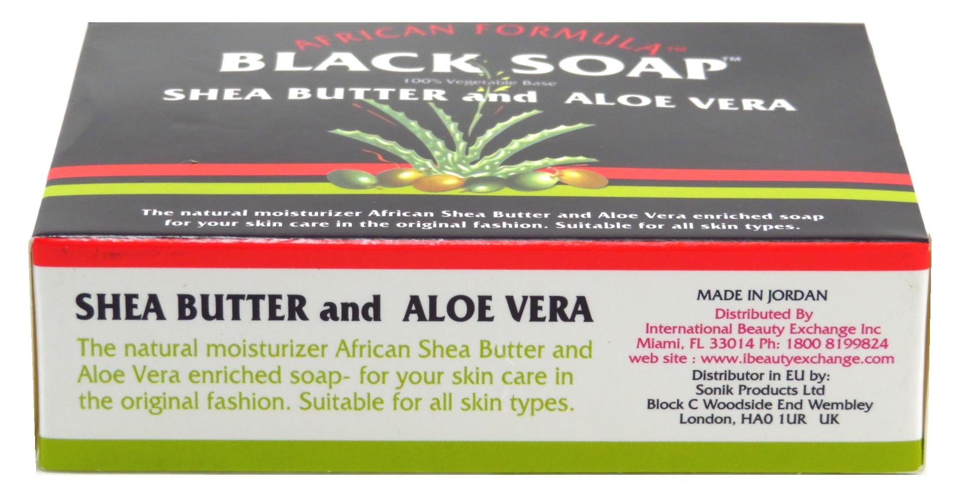 African Formula Black Soap 3.5 Ounce Shea Butter & Aloe Vera (103ml) (3 Pack)