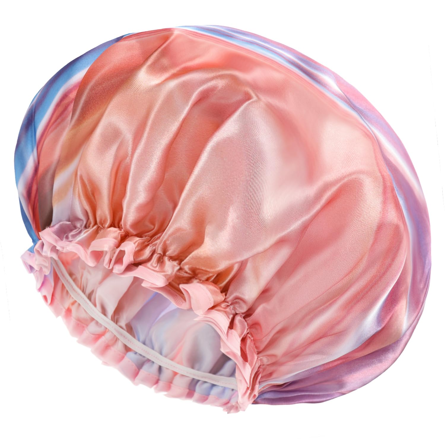 Mikimini 2 Pack Waterproof Shower Caps - Reusable And Washable - Pink Fashionable Shower Caps For Women And Girls - Medium Size