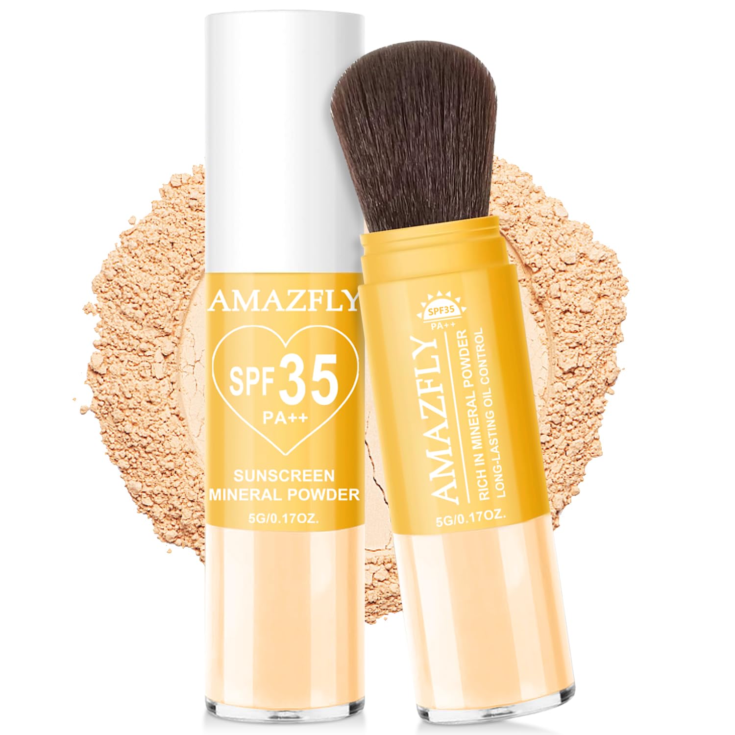 Mineral Powder Sunscreen for Face & Scalp, SPF 35, Brush on Sunscreen Setting Powder, Matte Oil Control Hair Sunscreen Face Powd