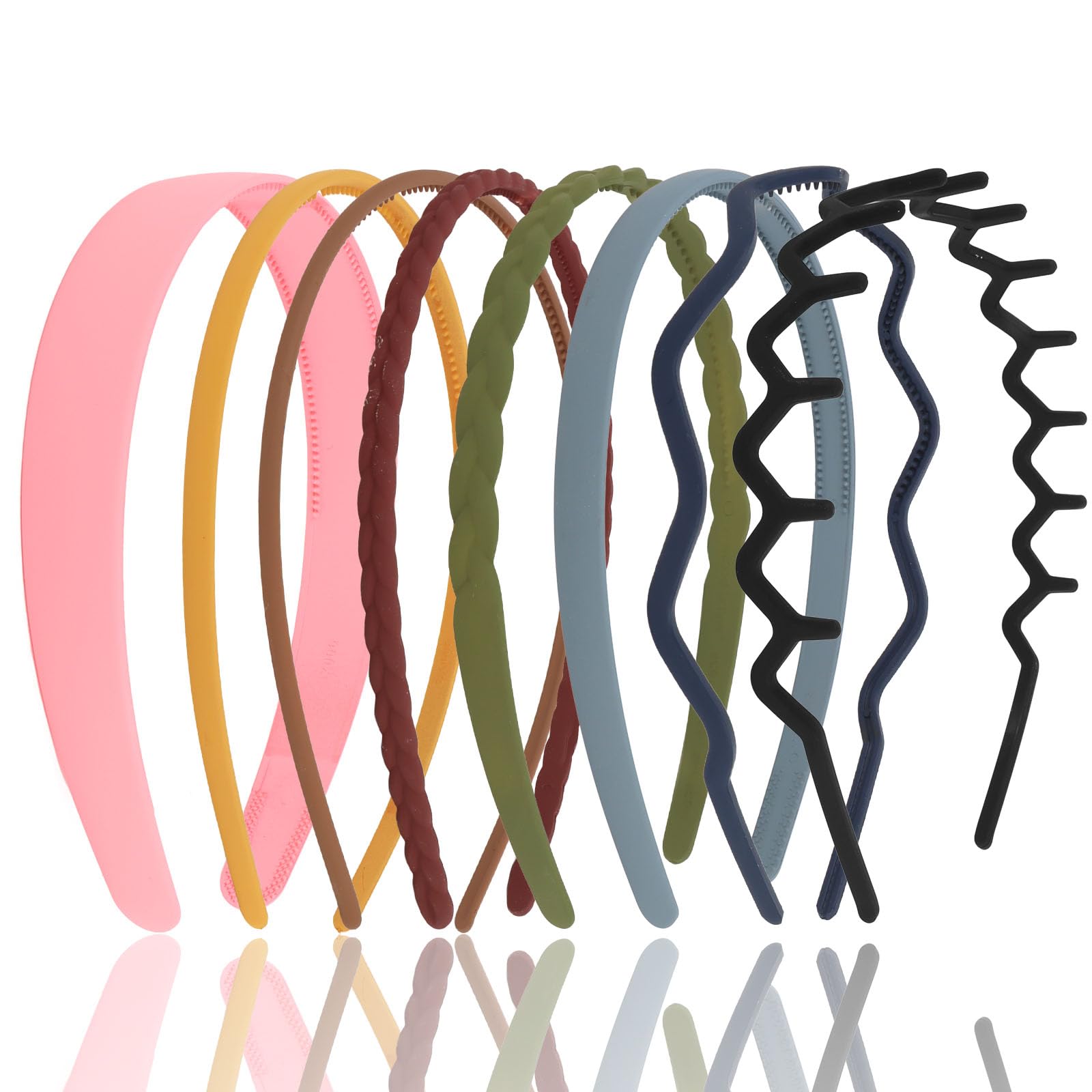 CIEHER 8PCS Zig Zag Claw Comb Headbands, Flex No Pressure Headbands, Plastic Hair Bands with Teeth (Color_4)