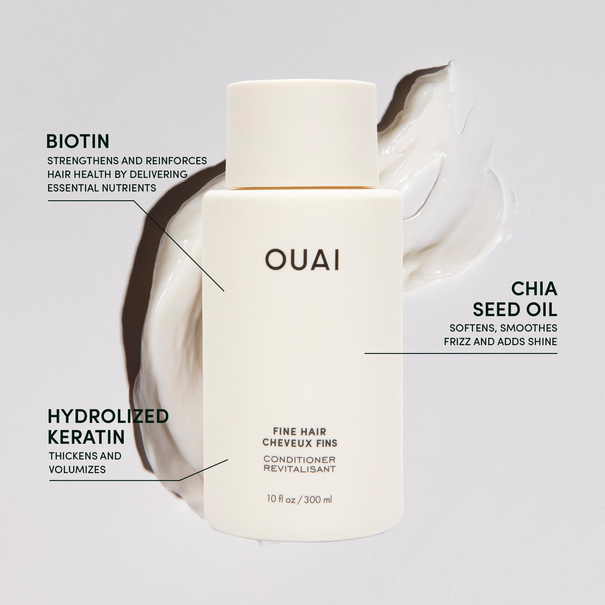 OUAI Fine Hair Conditioner Travel Size - Volumizing Conditioner for Fine Hair with Keratin, Biotin & Chia Seed Oil - Adds Softne