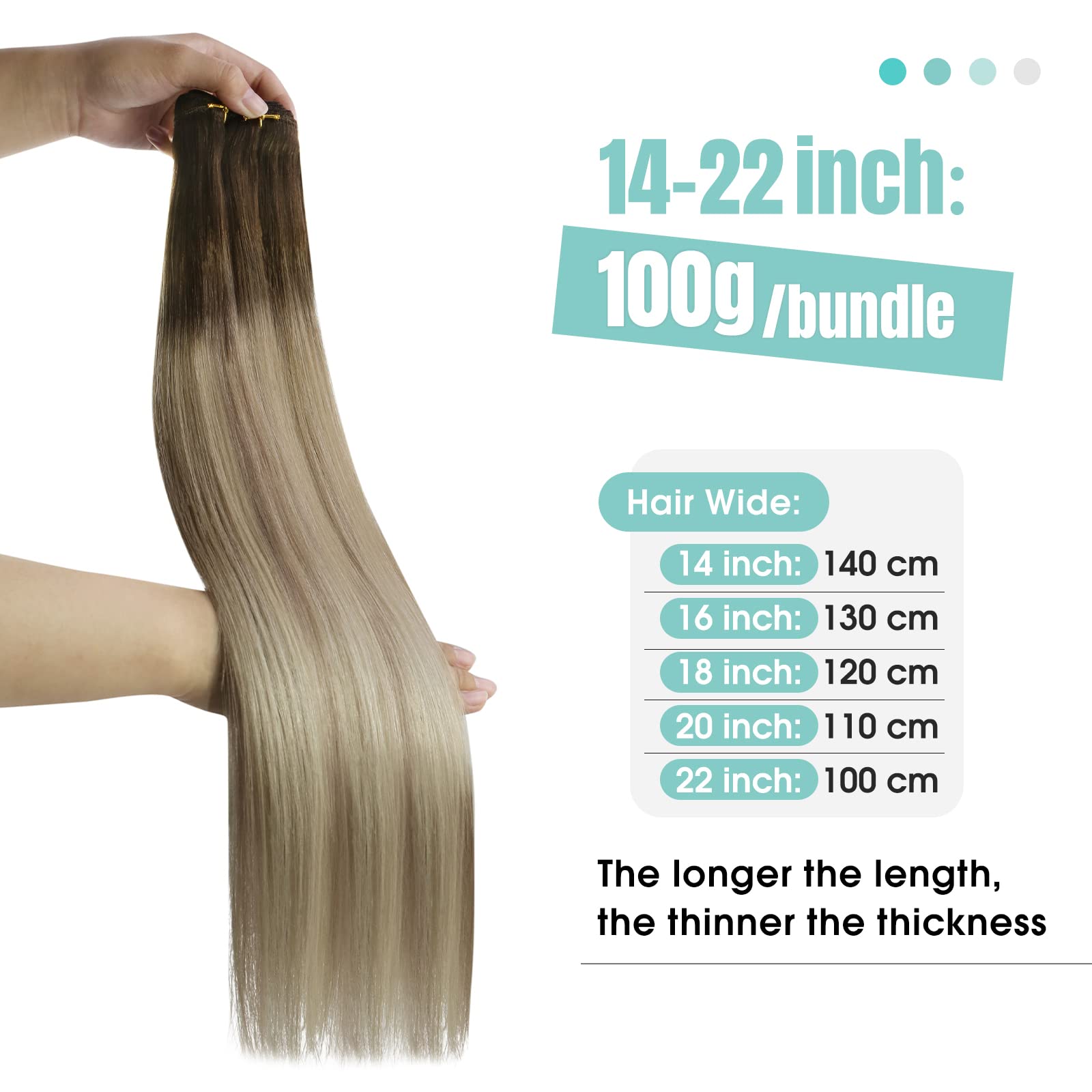 Youngsee Sew In Hair Extensions Real Human Hair Straight Weft Extensions Human Hair Dark Brown Base With Medium Ash Blonde And L
