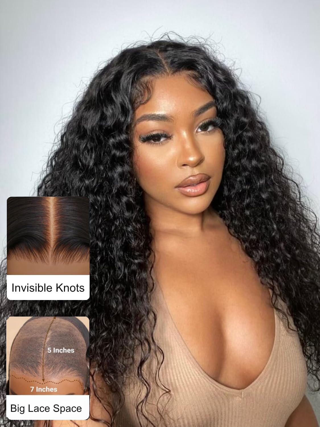 UNICE Water Wave Glueless Wig 18 Inch Human Hair Pre Plucked with Baby Hair Natural Color