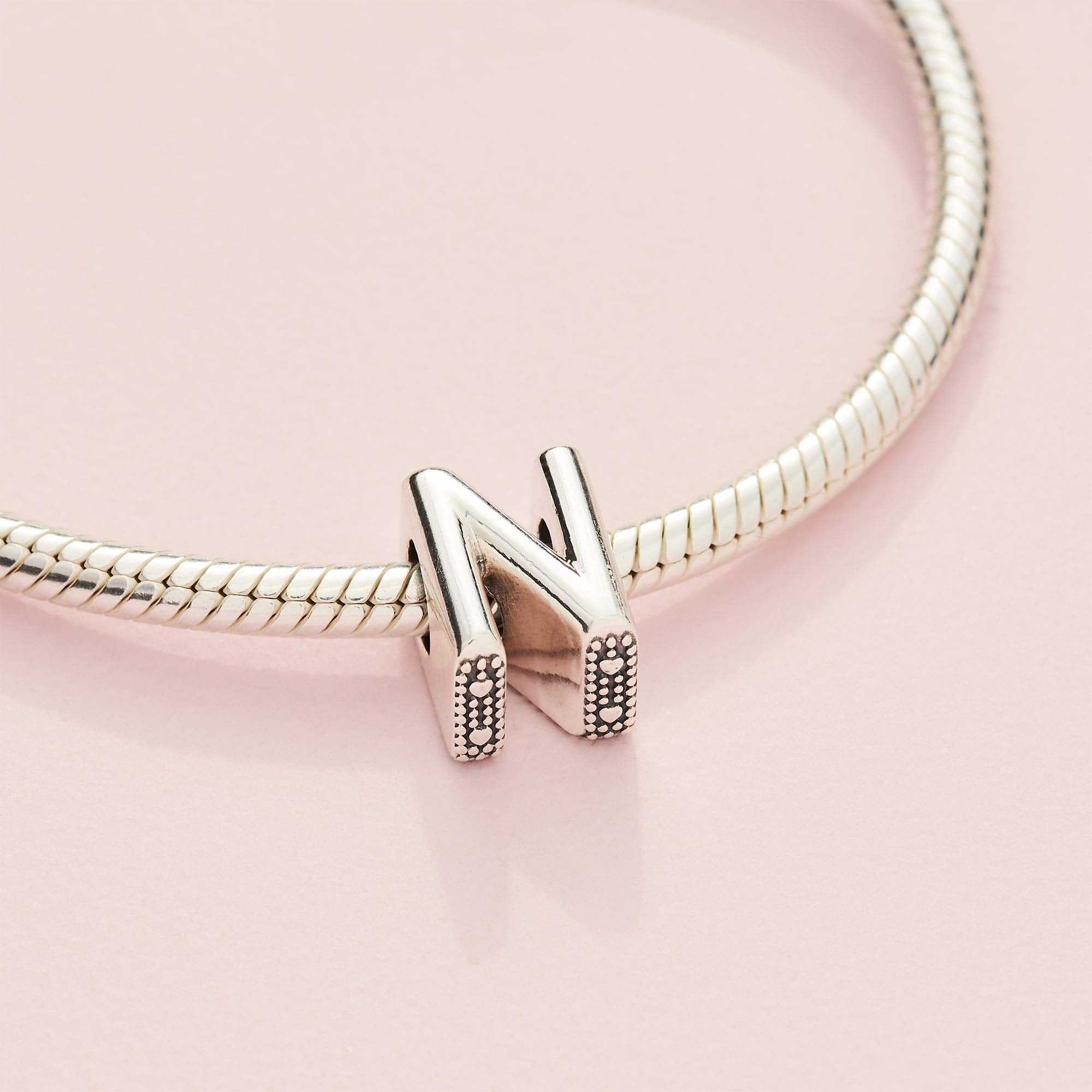 Pandora Letter N Alphabet Charm - Compatible Moments Bracelets - Jewelry for Women - Gift for Women in Your Life - Made with Ste