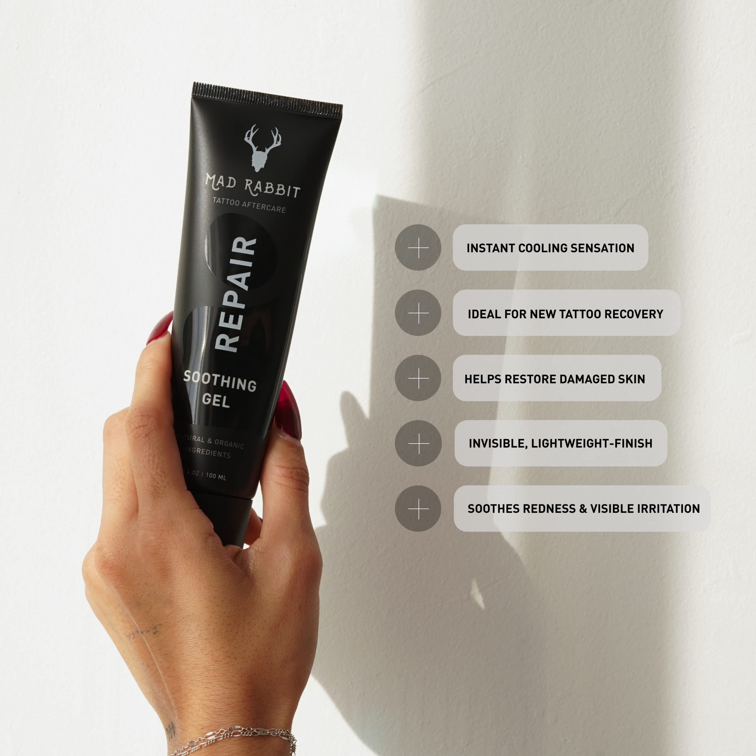 Mad Rabbit Repair Tattoo Aftercare Soothing Gel and Moisturizer for New Tattoos - Soothing Tattoo Care with Natural Ingredients,