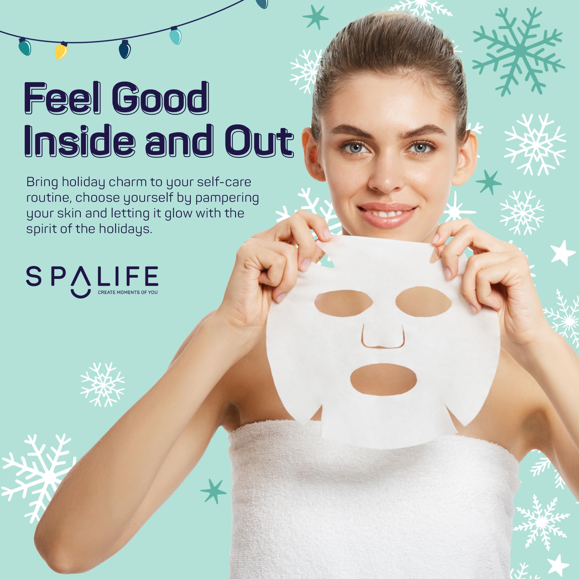 Spalife Christmas Stocking Stuffer Facial Masks 12-Pack - Hydrating, Smoothing, And Refreshing Skin-Clearing Face Sheet Masks -