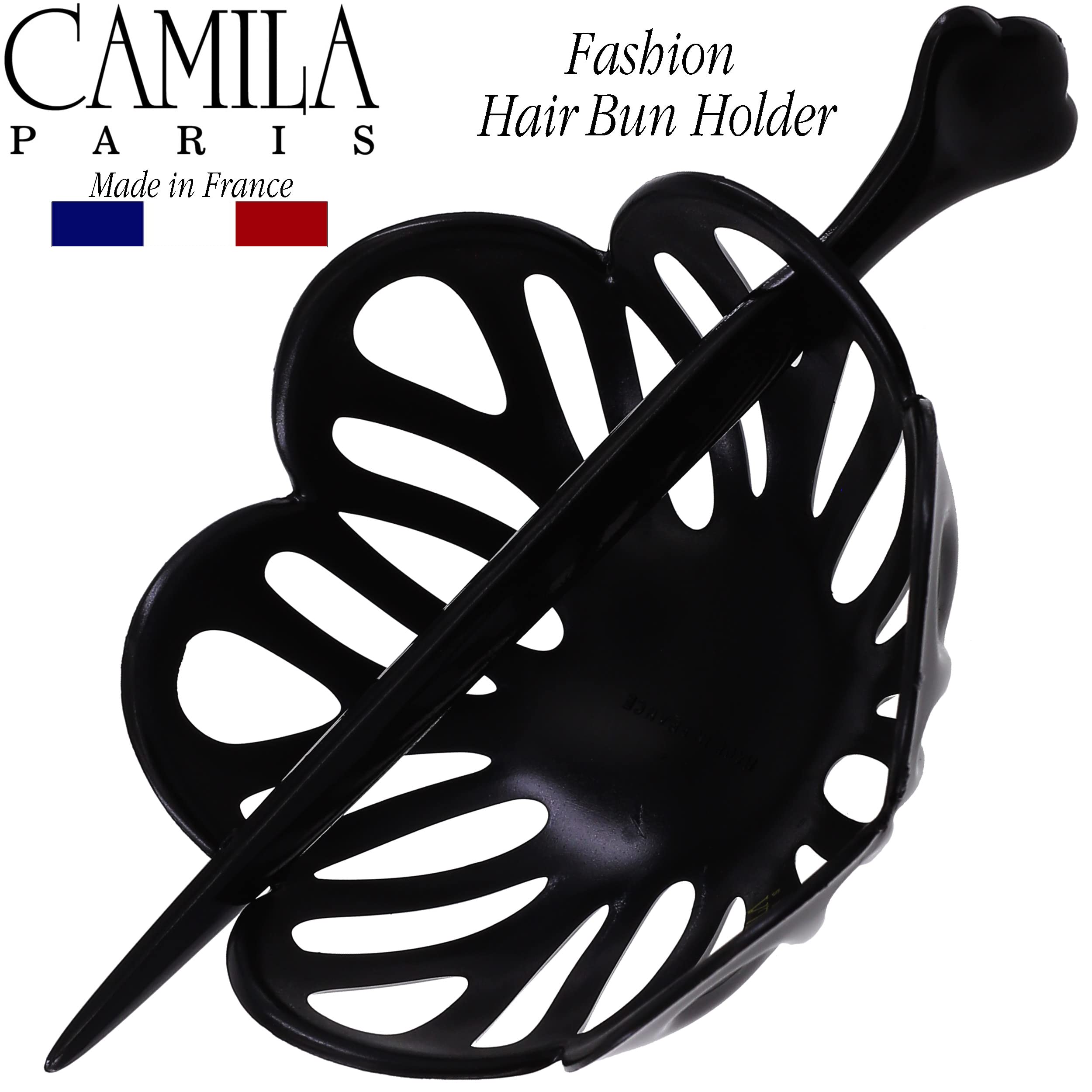 Camila Paris Nv150 Hair Bun Maker For Women, Black Round Dome Clip For Updo Styling, No Slip French Bun Accessories, Made In Fra