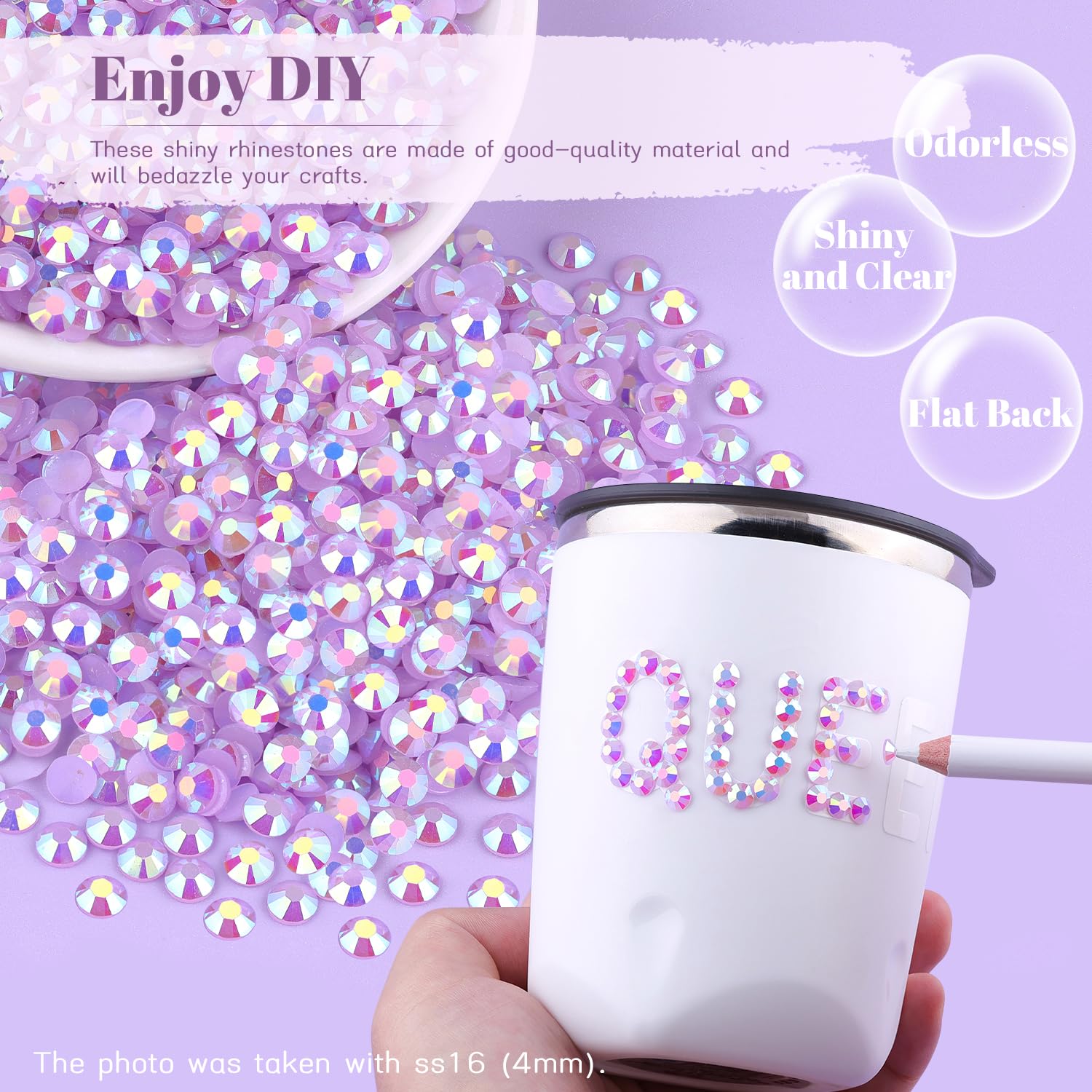 5000Pcs 2Mm Resin Jelly Rhinestones In Bulk (Lavender Purple Ab), Bedazzling Flatback Crystals Rhinestones For Crafting Diy Nail