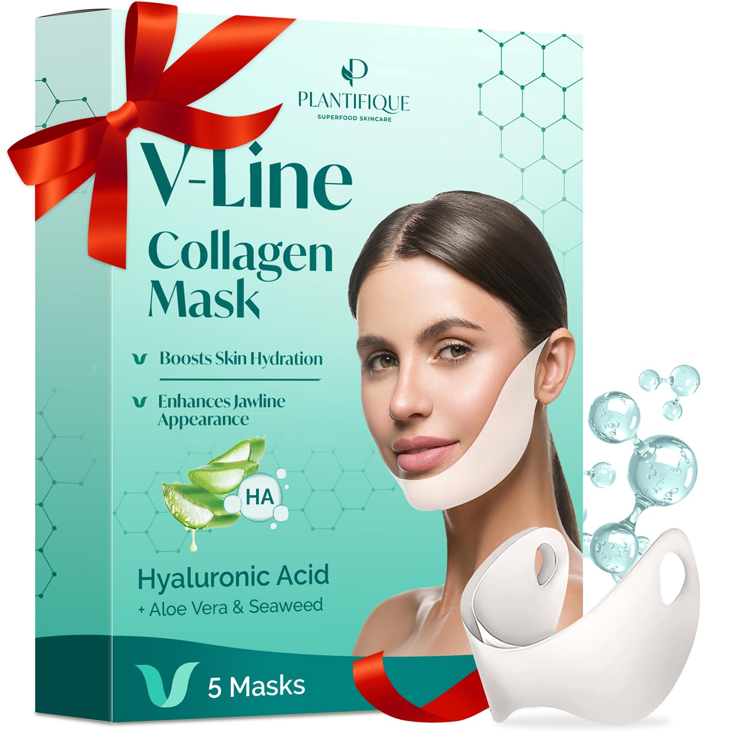 V-Line Mask 5 Pcs- Chin Strap For Double Chin For Women & Men - Double Chin Mask -V Shape Face Tape Chin And Neck Mask For Skin