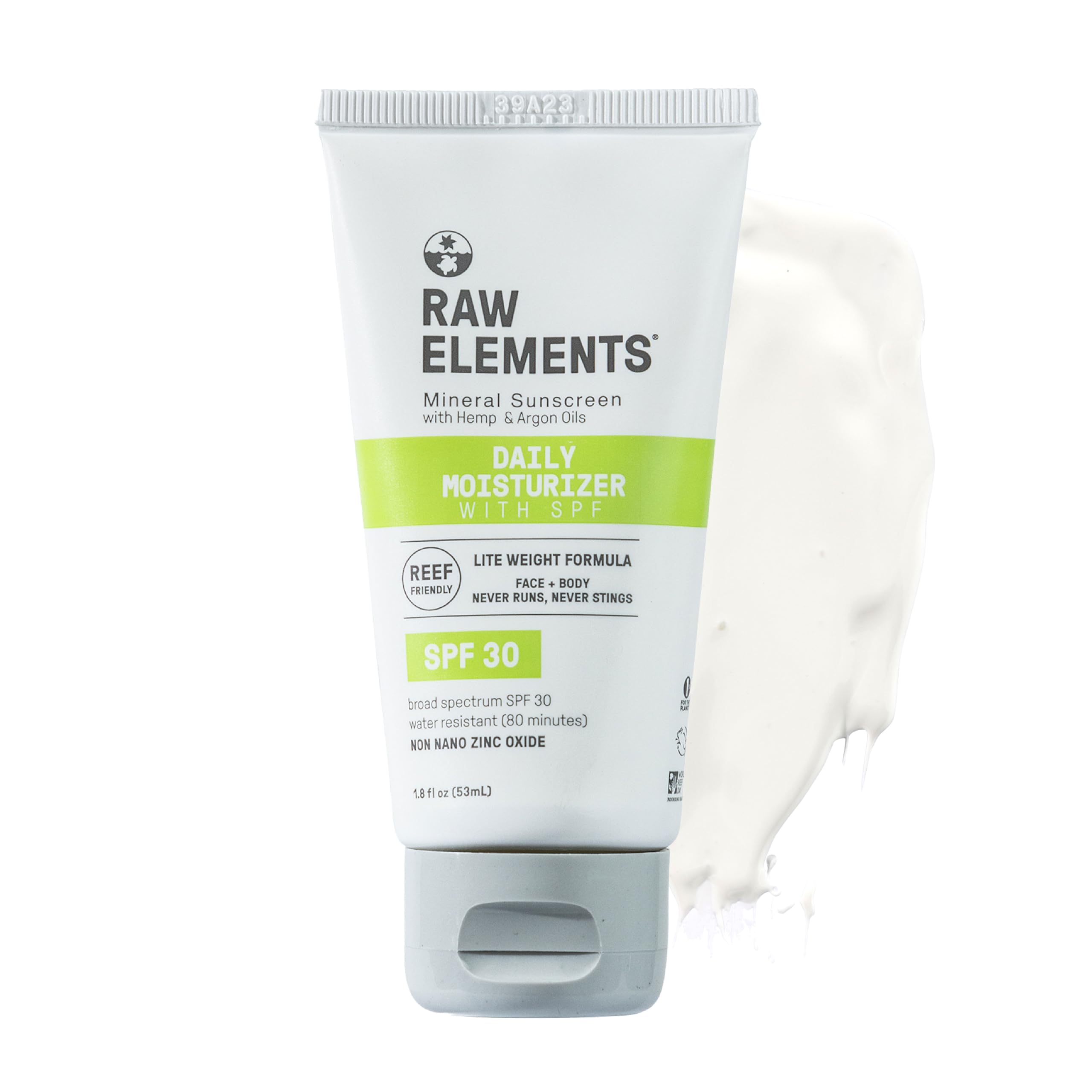 Raw Elements Daily Lifestyle Moisturizer Bio-Resin Tube - SPF 30, UVA-UVB Protection, Non-Nano Zinc, Reef-Safe, Water Resistant,