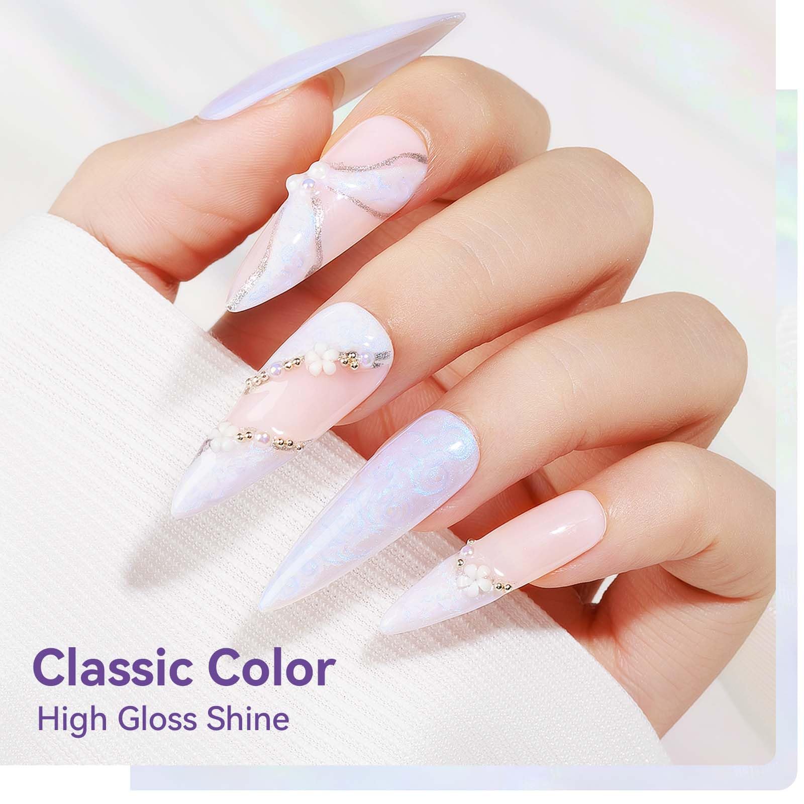 Bevimee Pearl Gel Nail Polish 12Ml Pearlescent Mermaid Iridescent Gel Polish Chrome Aurora Nail Drawing Swirl Shell Thread Effec