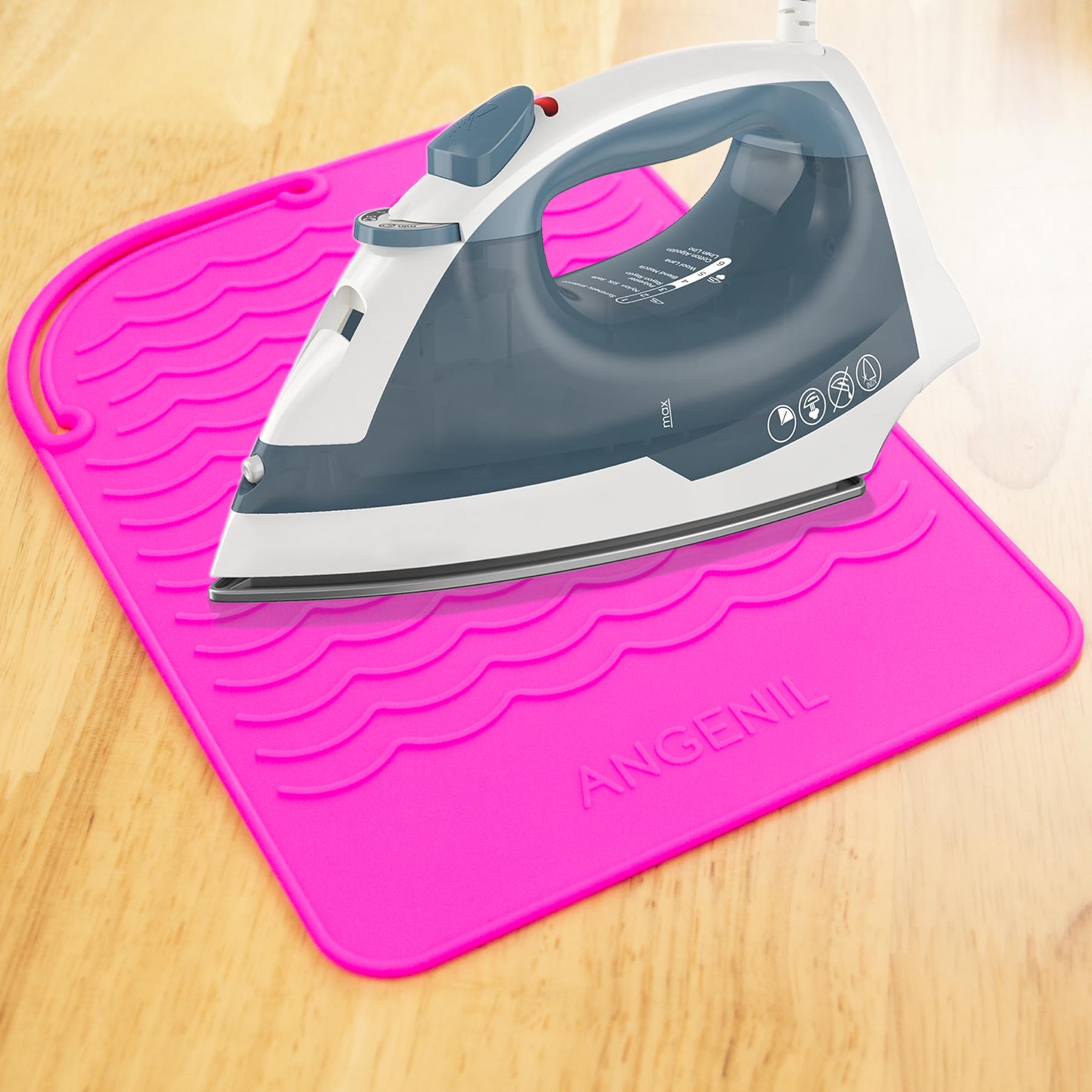 Angenil Heat-Resistant Silicone Mat For Hair Irons, 9 X 6.5 Inch, Protecting Your Counter Safely