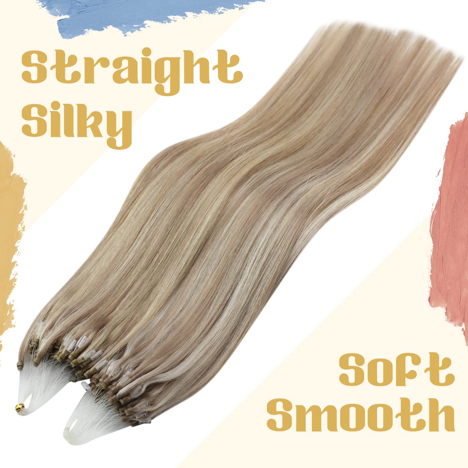 Sunny Micro Hair Extensions Human Hair Ash Blonde Highlight Bleach Blonde Micro Bead Human Hair Extensions Blonde Highlight Micr