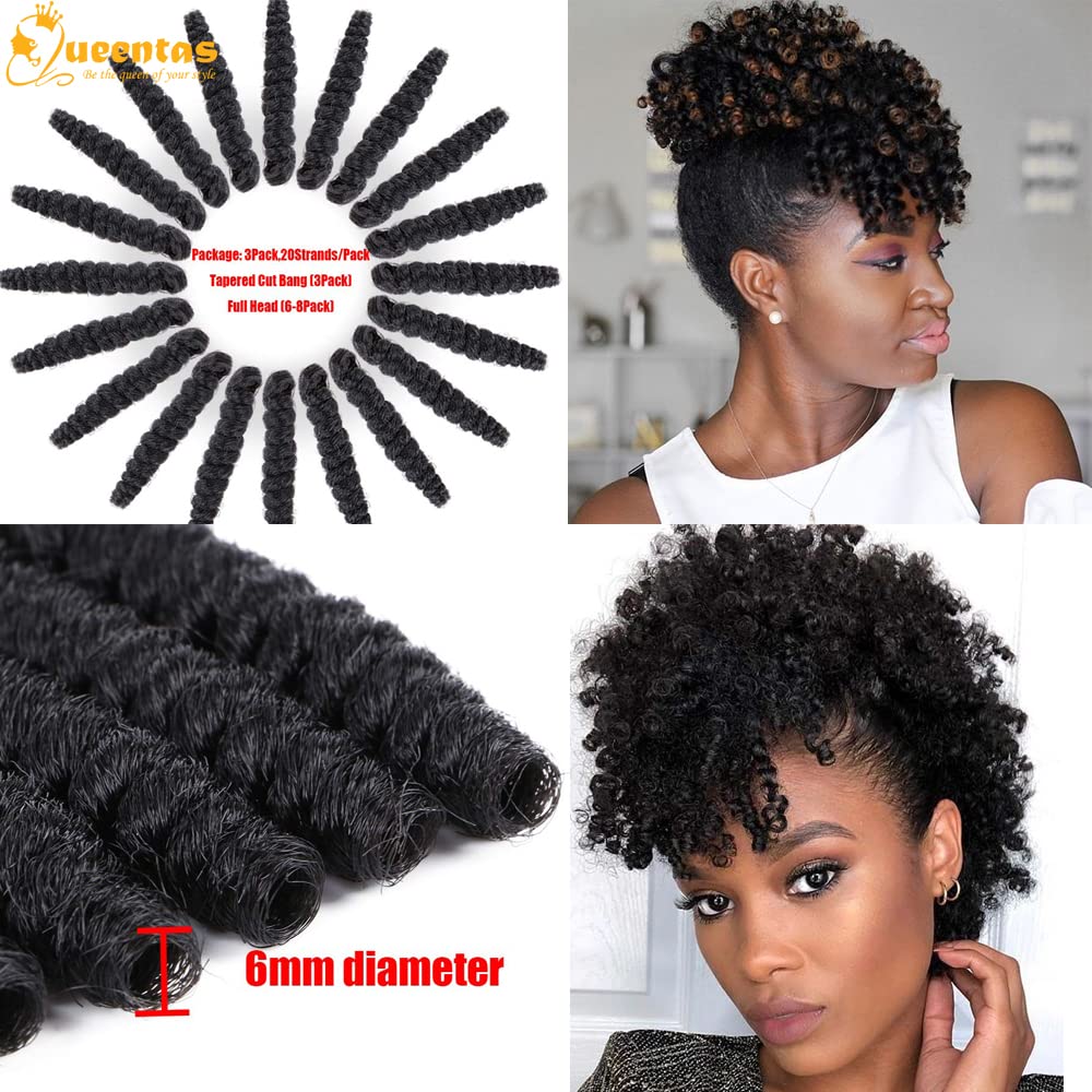 Queentas 3 Packs Toni Curl (6Mm) Crochet Hair 10Inches Pre-Curled Tapered Cut Synthetic Hair Extensions For Black Women Afro Pas