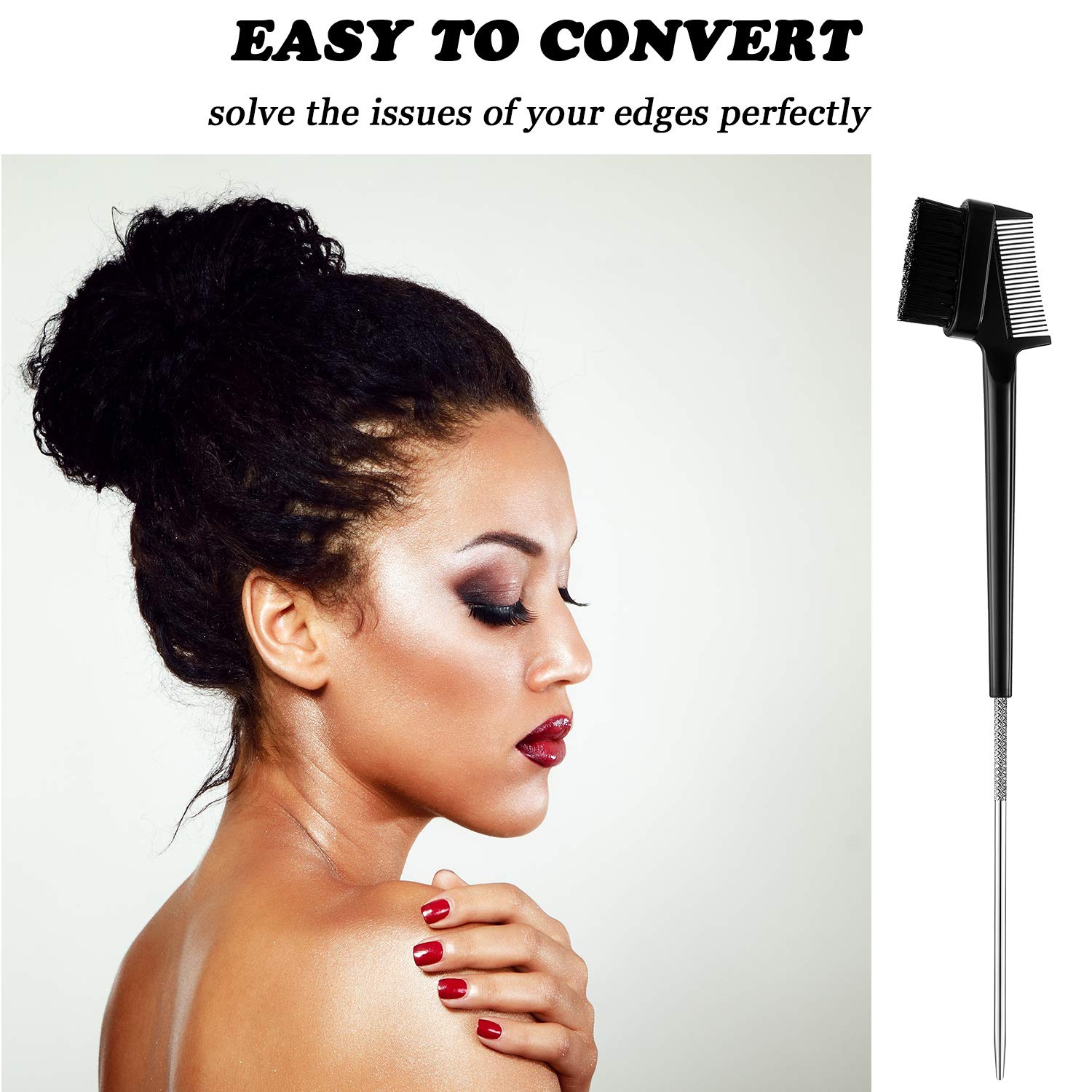 12 Pieces Hair Control Edge Brush With Metal Rat Tail Comb Double Sided Hair Brush Comb Edge Comb Smooth Comb Grooming Brushes F