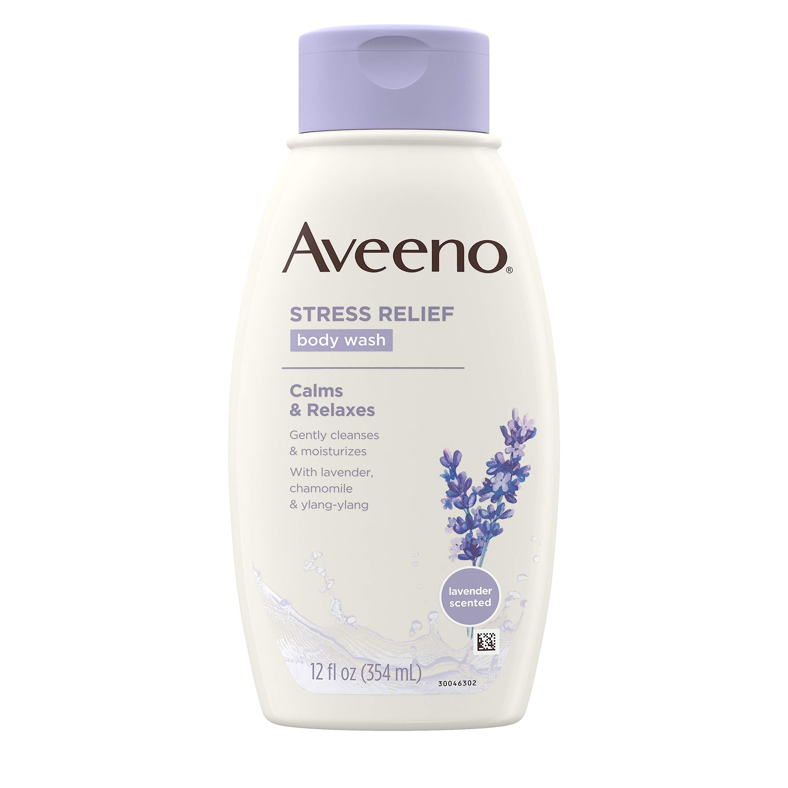 Aveeno Stress Relief Body Wash With Soothing Oat, Lavender, Chamomile & Ylang-Ylang Essential Oils, Dye- & Soap-Free Calming Bod