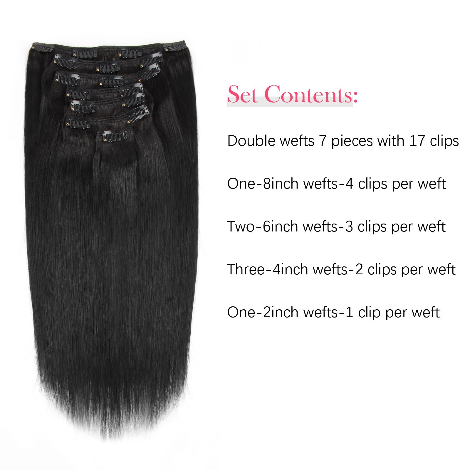 Sassina Silky Straight Clip In Human Hair Extensions For African American Black Women Double Wefts Remy Human Hair Extensions 7