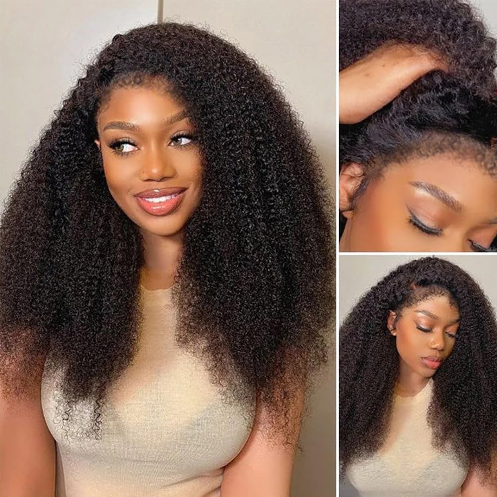 Beauhair Afro Curly Wig Human Hair Glueless Wear and Go Wig with 4C Edges Natural Curls Lace Closure Made Ready to Wear Beginner