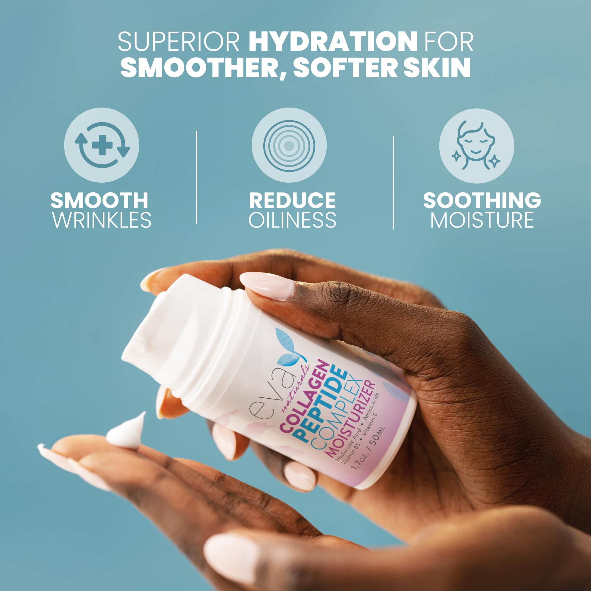 Eva Naturals Collagen Face Moisturizer Peptide - Anti-Wrinkle Facial Moisturizer For Face - Deeply Hydrating Multi-Peptide Colla
