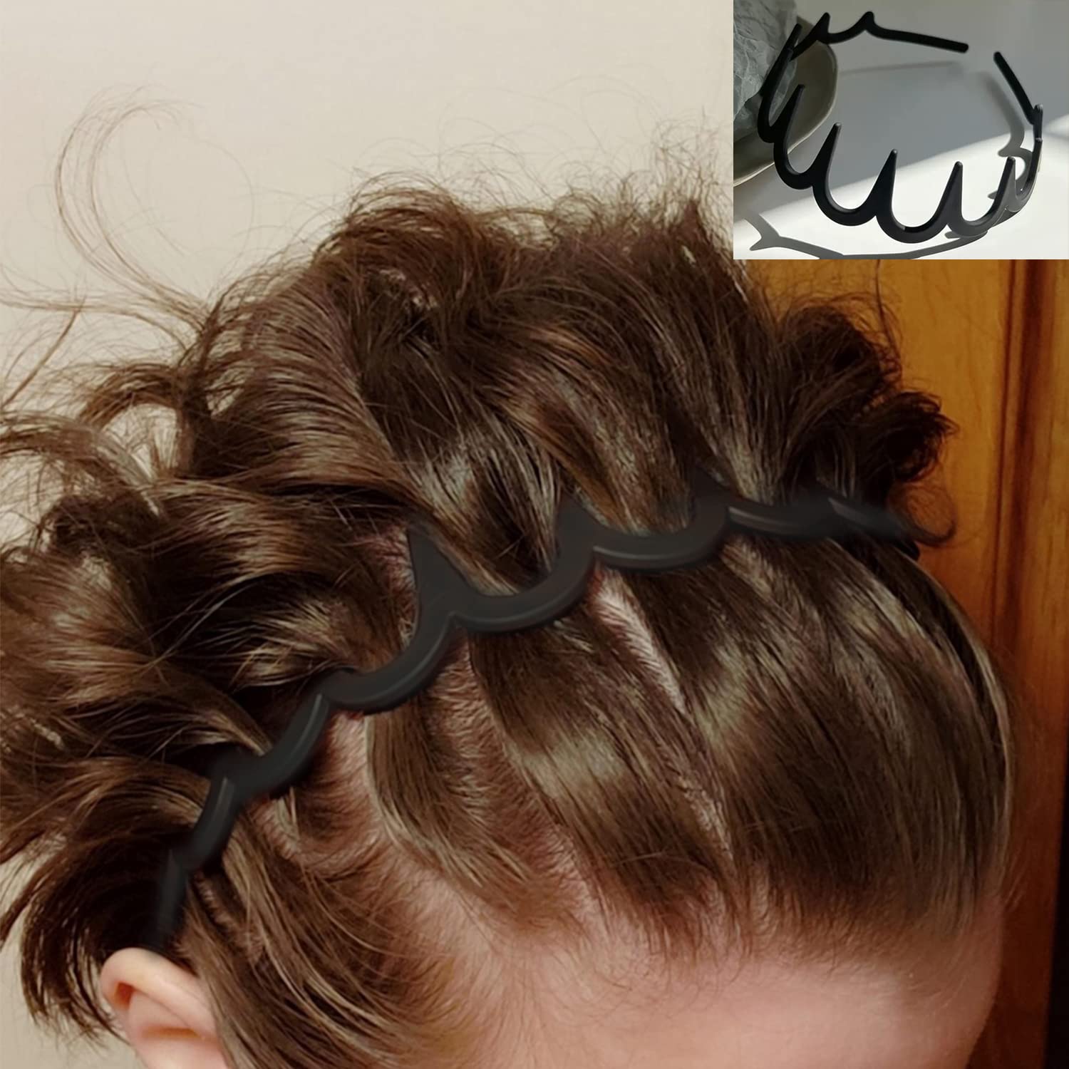 Ultimute 8 Pcs Fashion No Slip Effortless Plastic Headbands With Teeth Comb Black Skinny Hair Bands For Women Men Teen Girls, Ma