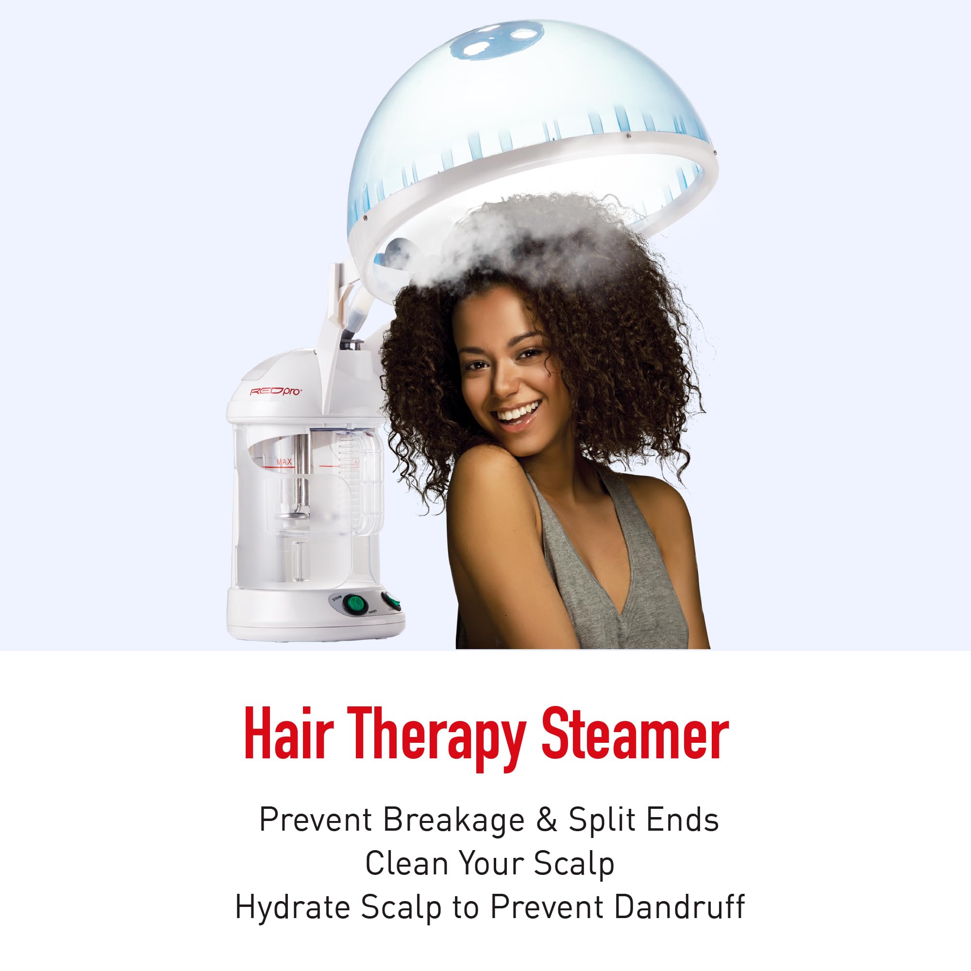 Red Pro Hair Therapy 2-in-1 Hair Steamer & Facial Steamer for Deep Cleaning, Designed for Personal Care at Home or Salon, Moistu